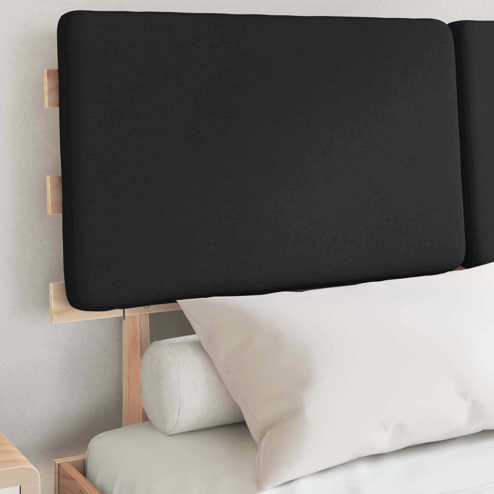 Bettgestell mit gepolstertem Kopfteil Schwarz 140 x 200 cm