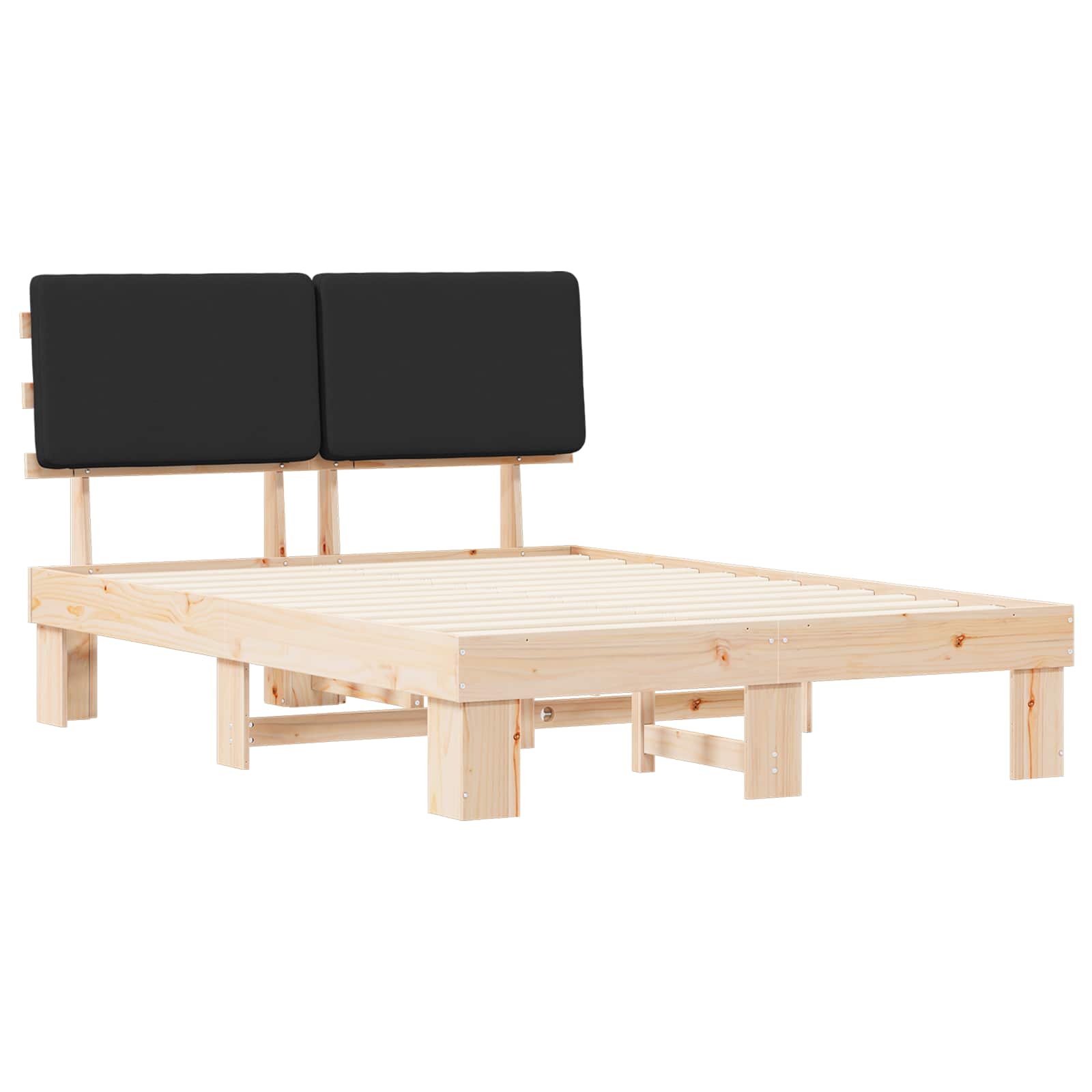 Bettgestell mit gepolstertem Kopfteil Schwarz 140 x 200 cm