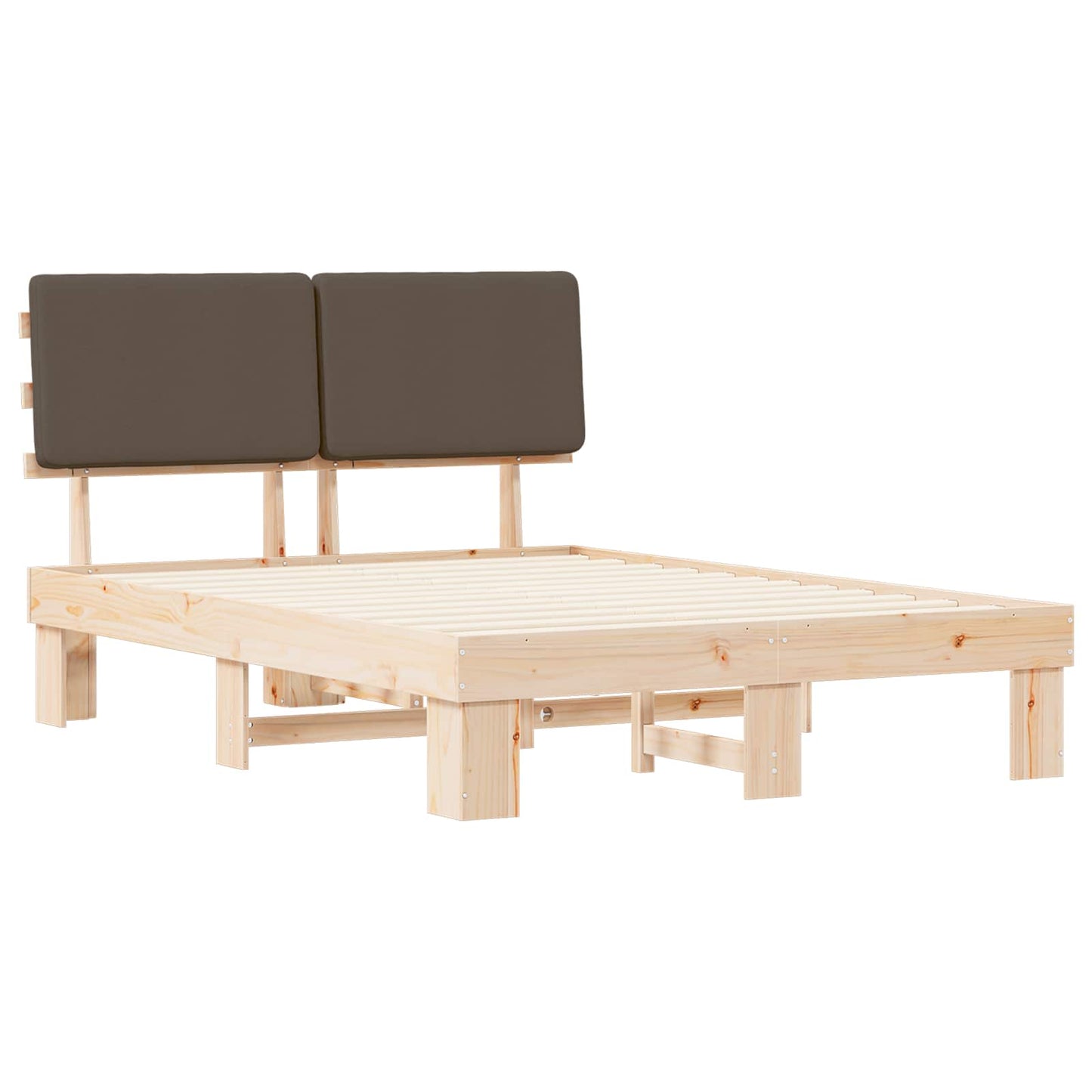 Bettgestell mit gepolstertem Kopfteil Taupe 140 x 200 cm