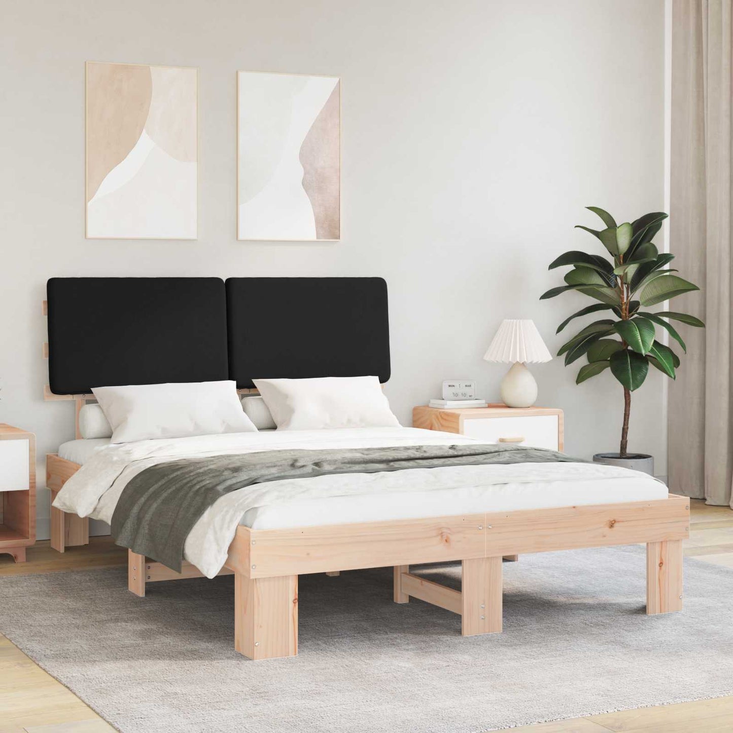 Bettgestell mit gepolstertem Kopfteil Schwarz 120 x 190 cm