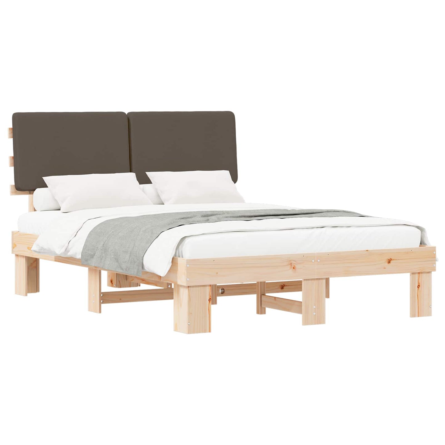 Bettgestell mit gepolstertem Kopfteil Taupe 120 x 190 cm