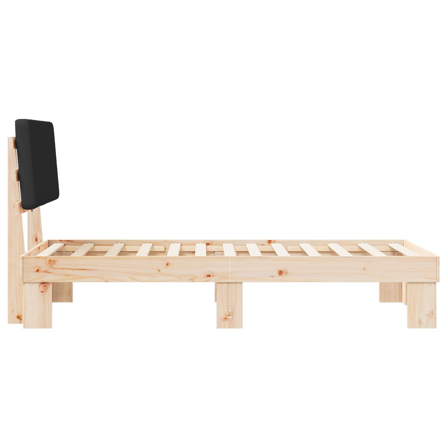 Bettgestell mit gepolstertem Kopfteil Schwarz 90 x 200 cm