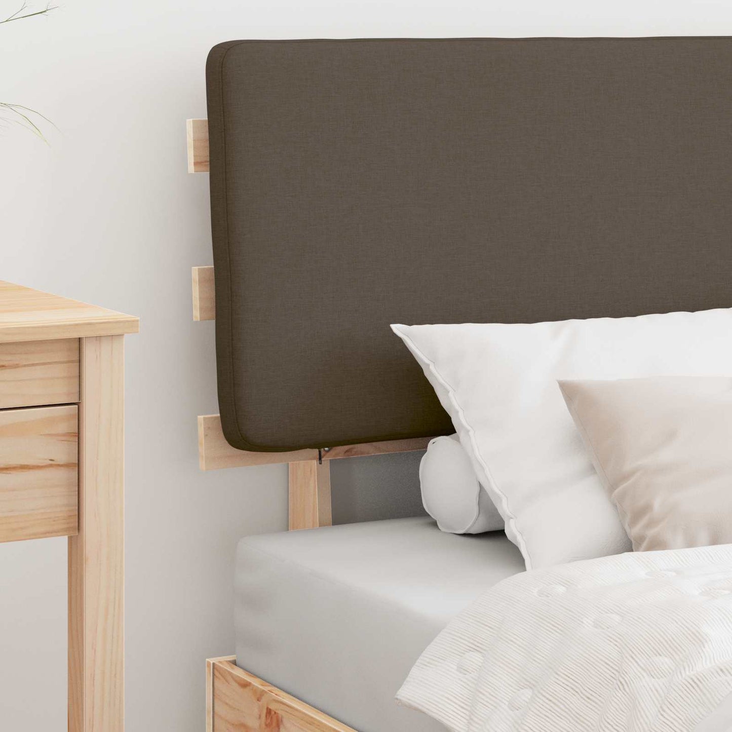 Bettgestell mit gepolstertem Kopfteil Taupe 90 x 200 cm