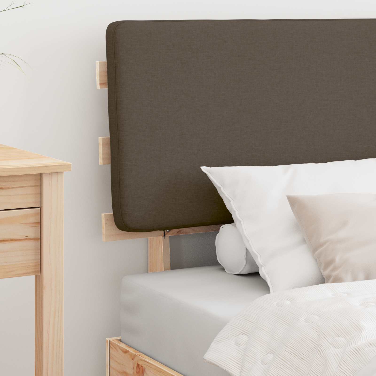 Bettgestell mit gepolstertem Kopfteil Taupe 90 x 200 cm