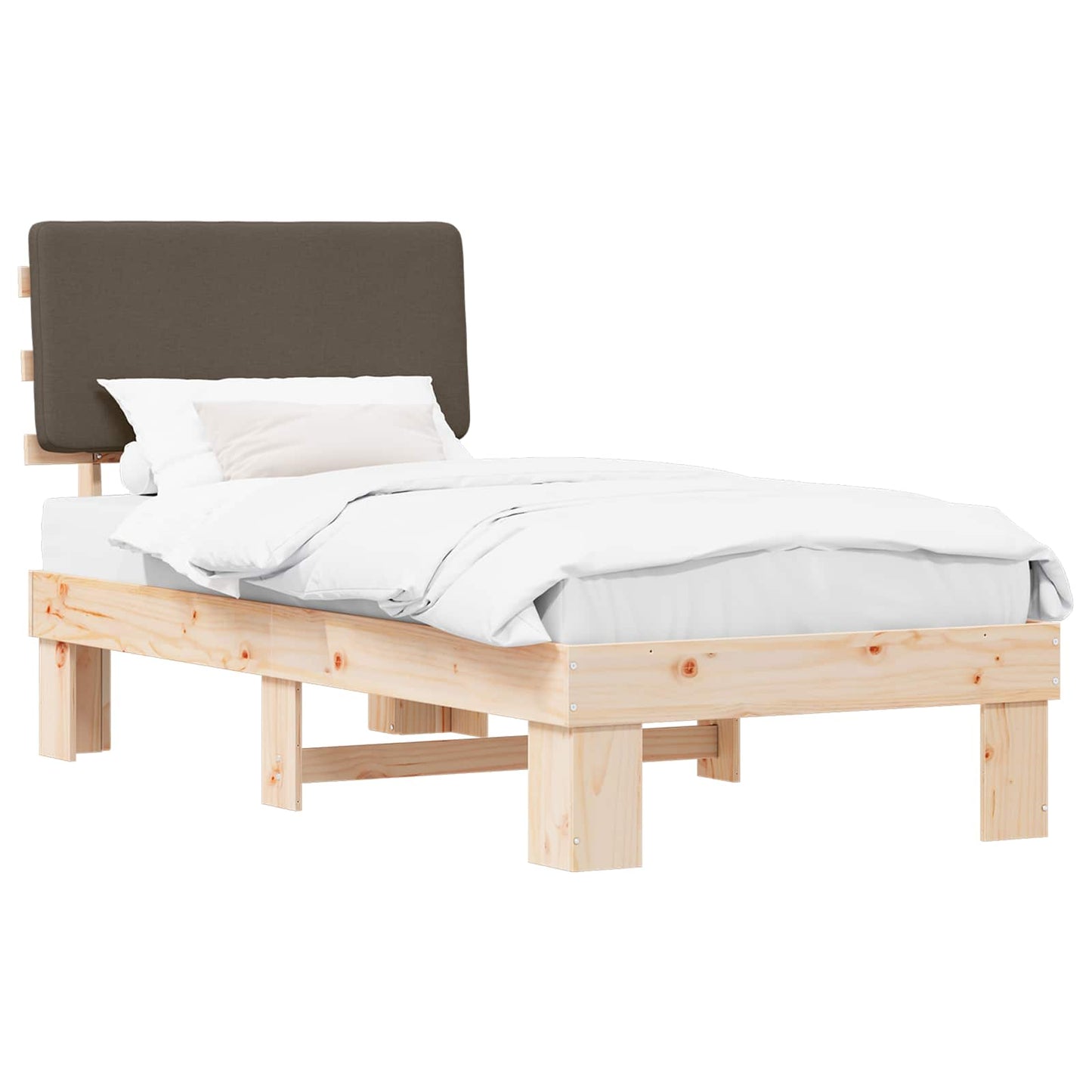 Bettgestell mit gepolstertem Kopfteil Taupe 90 x 200 cm