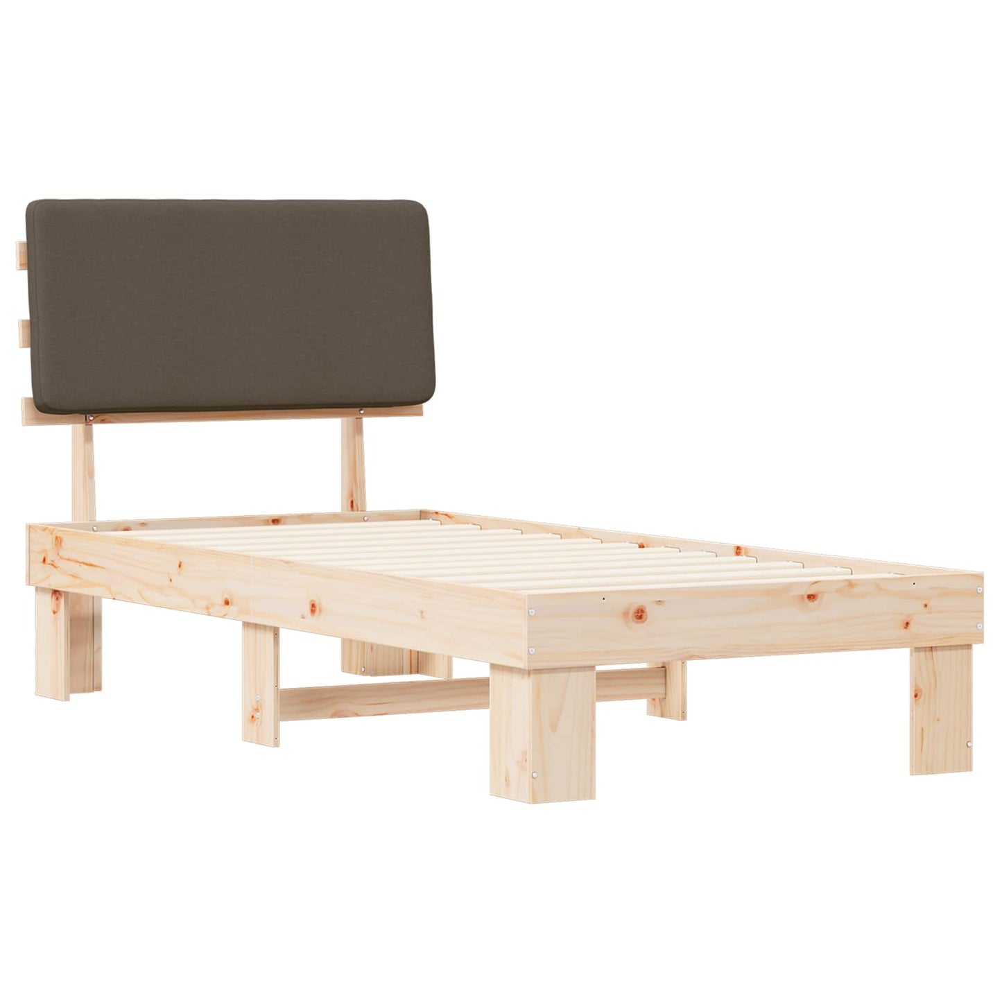 Bettgestell mit gepolstertem Kopfteil Taupe 90 x 200 cm