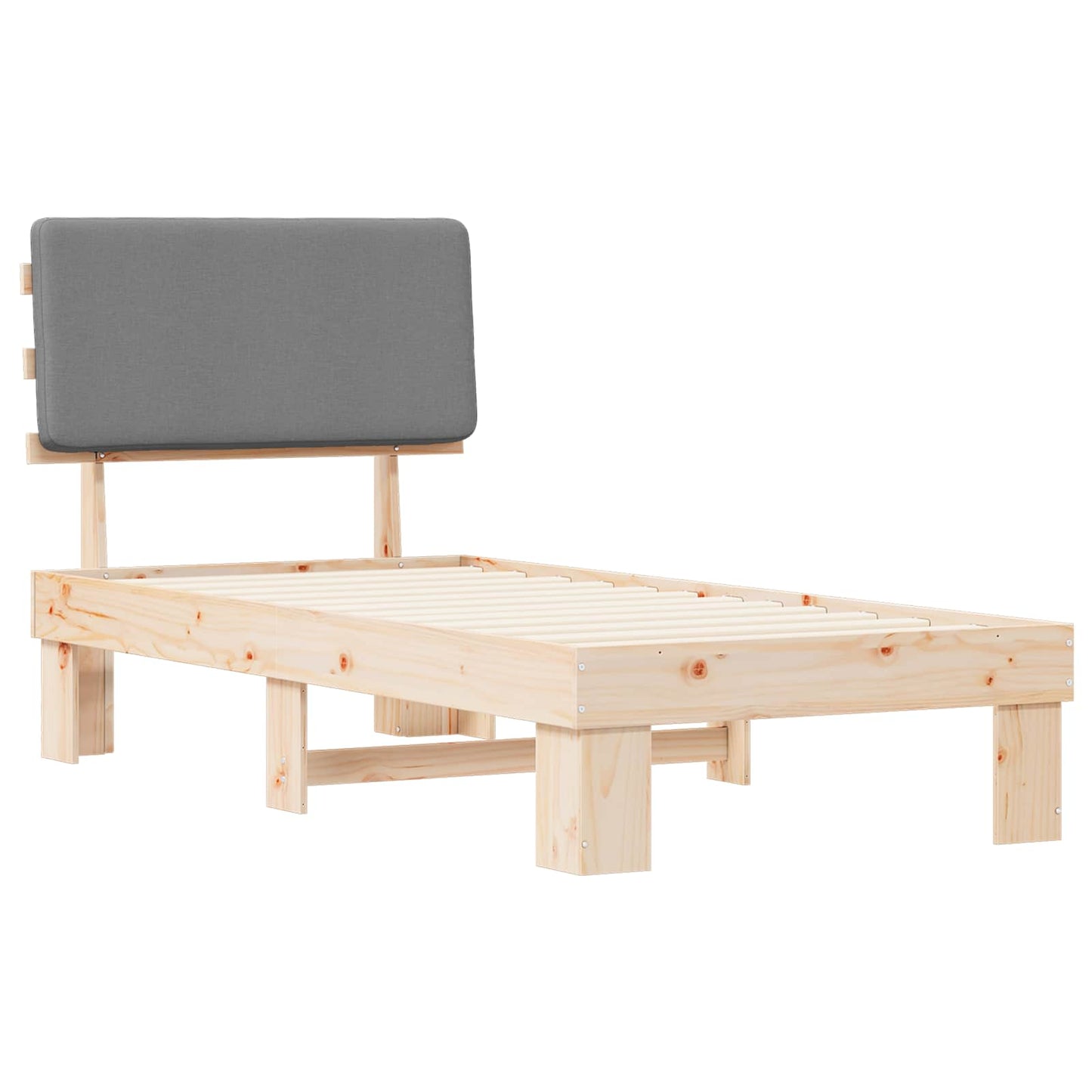 Bettgestell mit gepolstertem Kopfteil Hellgrau 80 x 200 cm