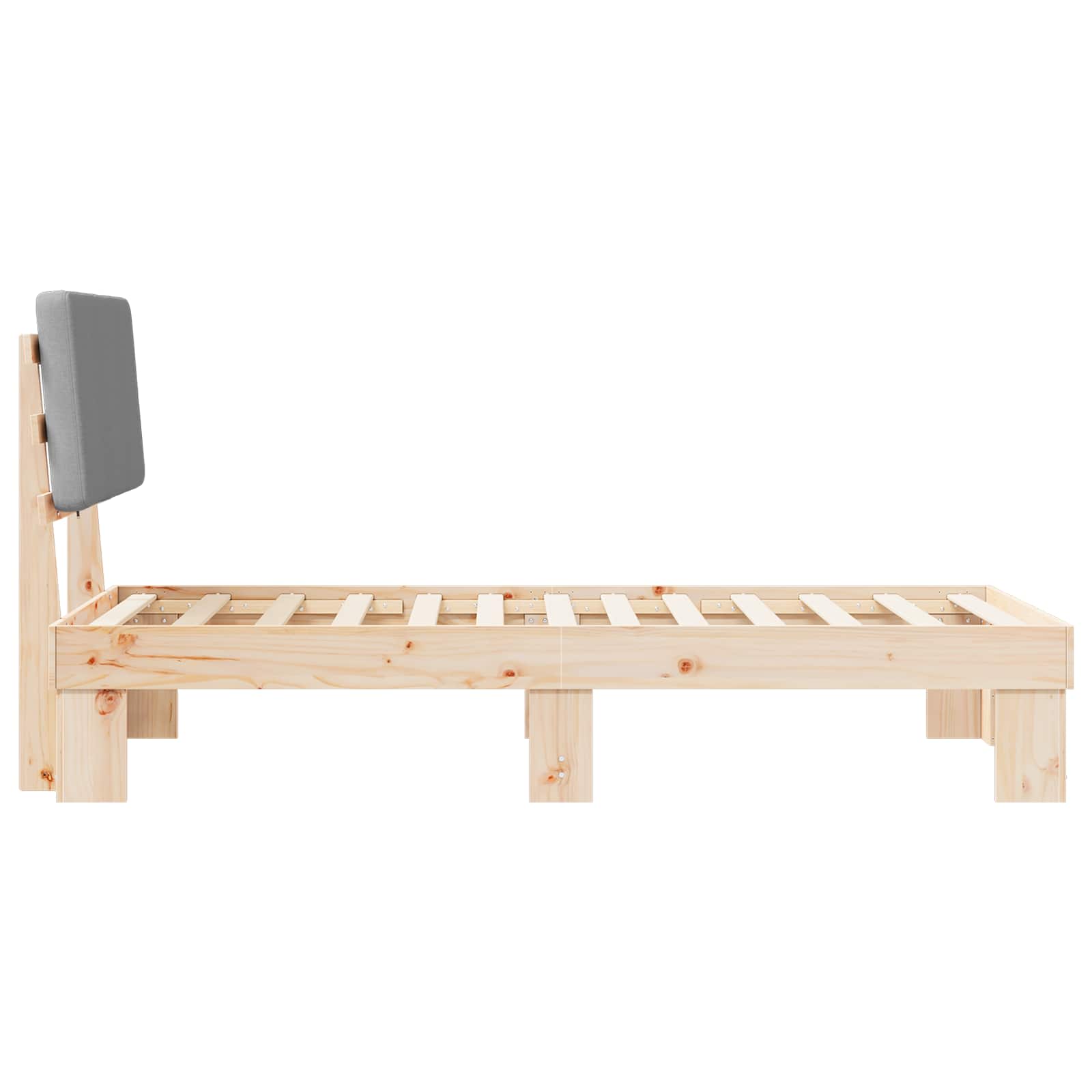Bettgestell mit gepolstertem Kopfteil Hellgrau 80 x 200 cm