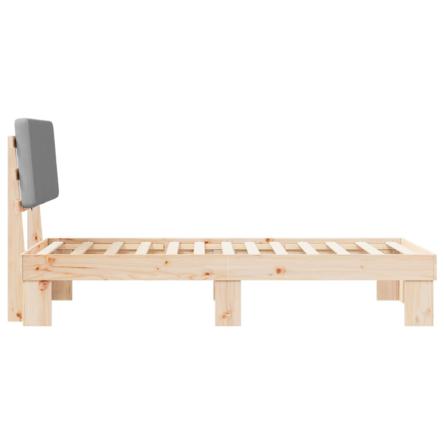 Bettgestell mit gepolstertem Kopfteil Hellgrau 90 x 190 cm