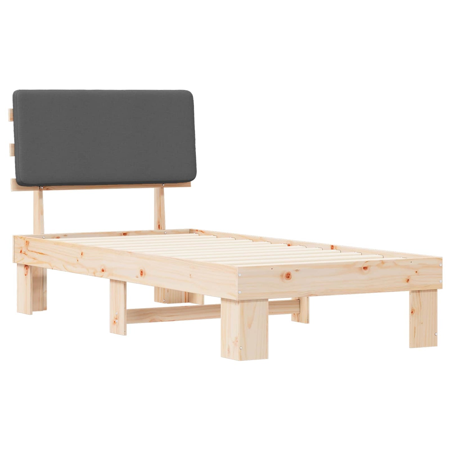 Bettgestell mit gepolstertem Kopfteil Dunkelgrau 90 x 190 cm
