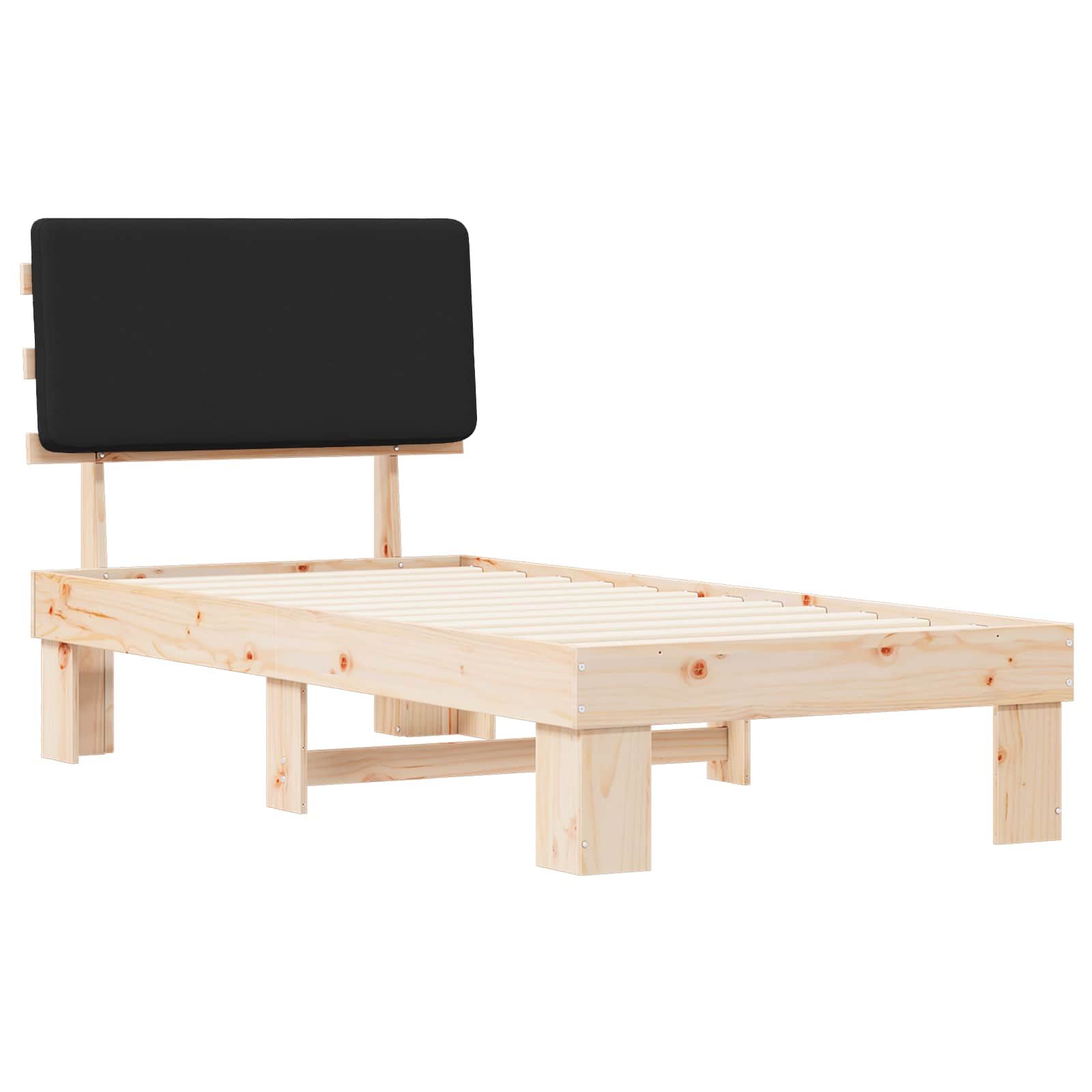 Bettgestell mit gepolstertem Kopfteil Schwarz 90 x 190 cm