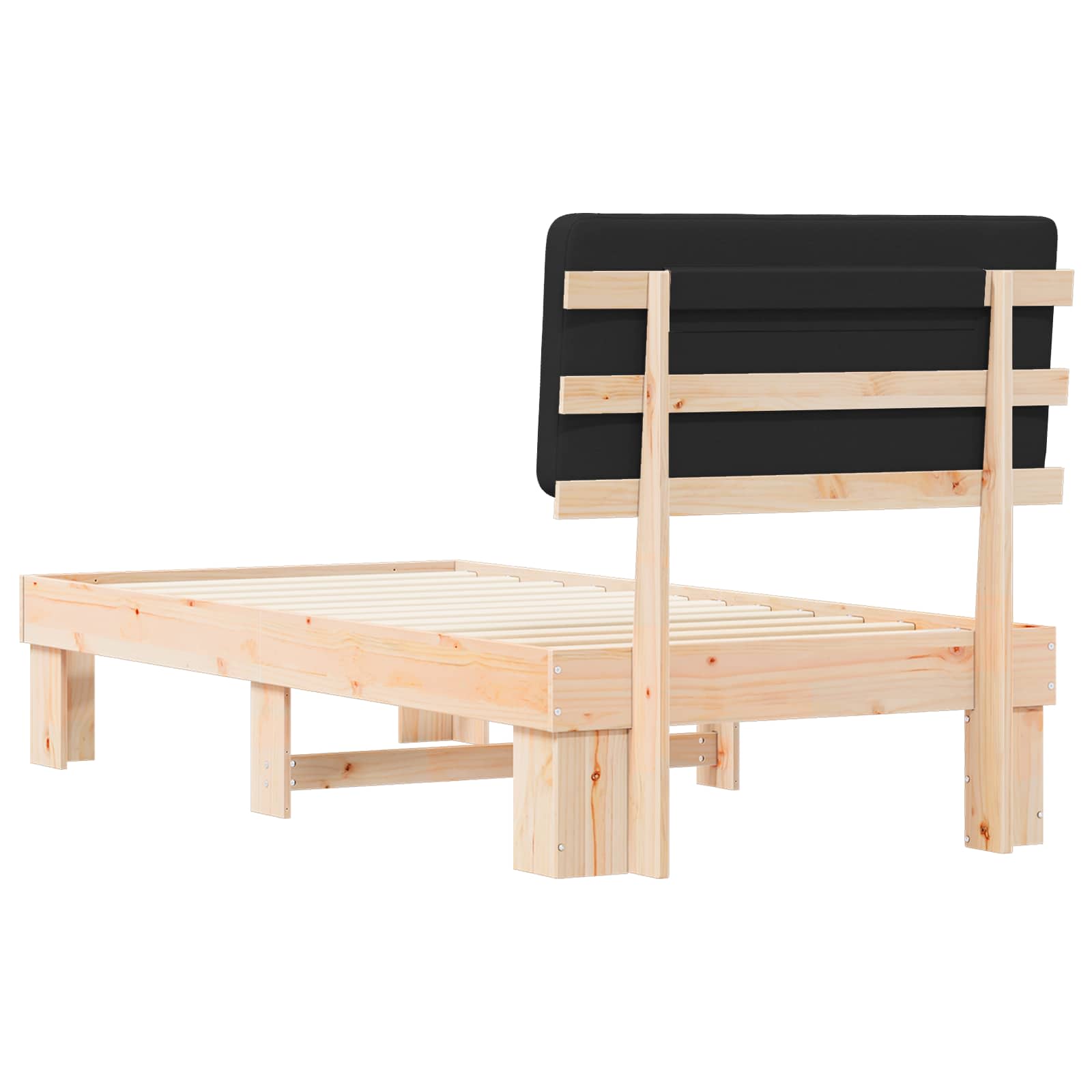 Bettgestell mit gepolstertem Kopfteil Schwarz 90 x 190 cm