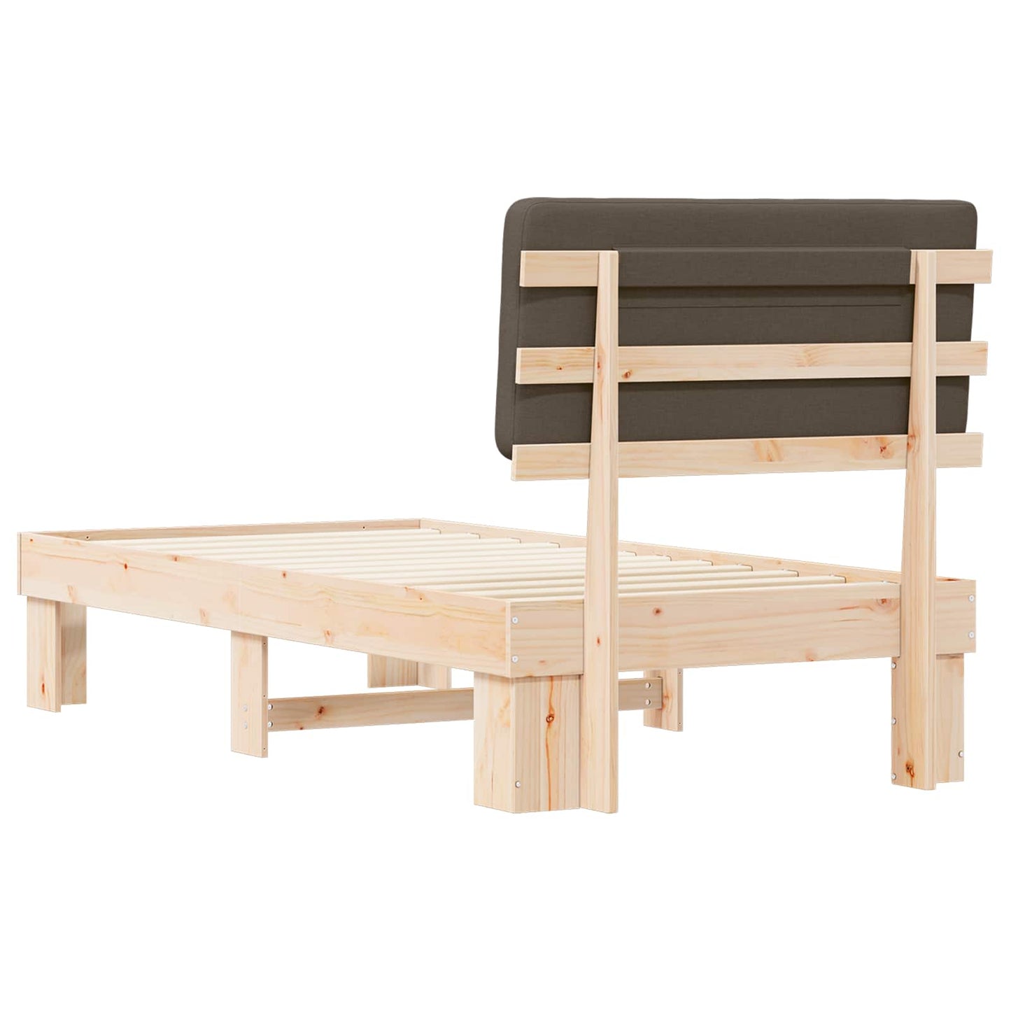 Bettgestell mit gepolstertem Kopfteil Taupe 90 x 190 cm