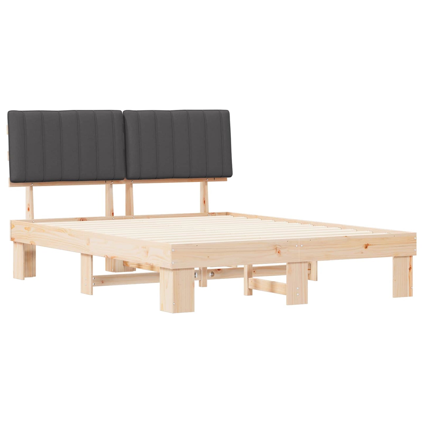 Bettgestell mit gepolstertem Kopfteil Dunkelgrau 160 x 200 cm