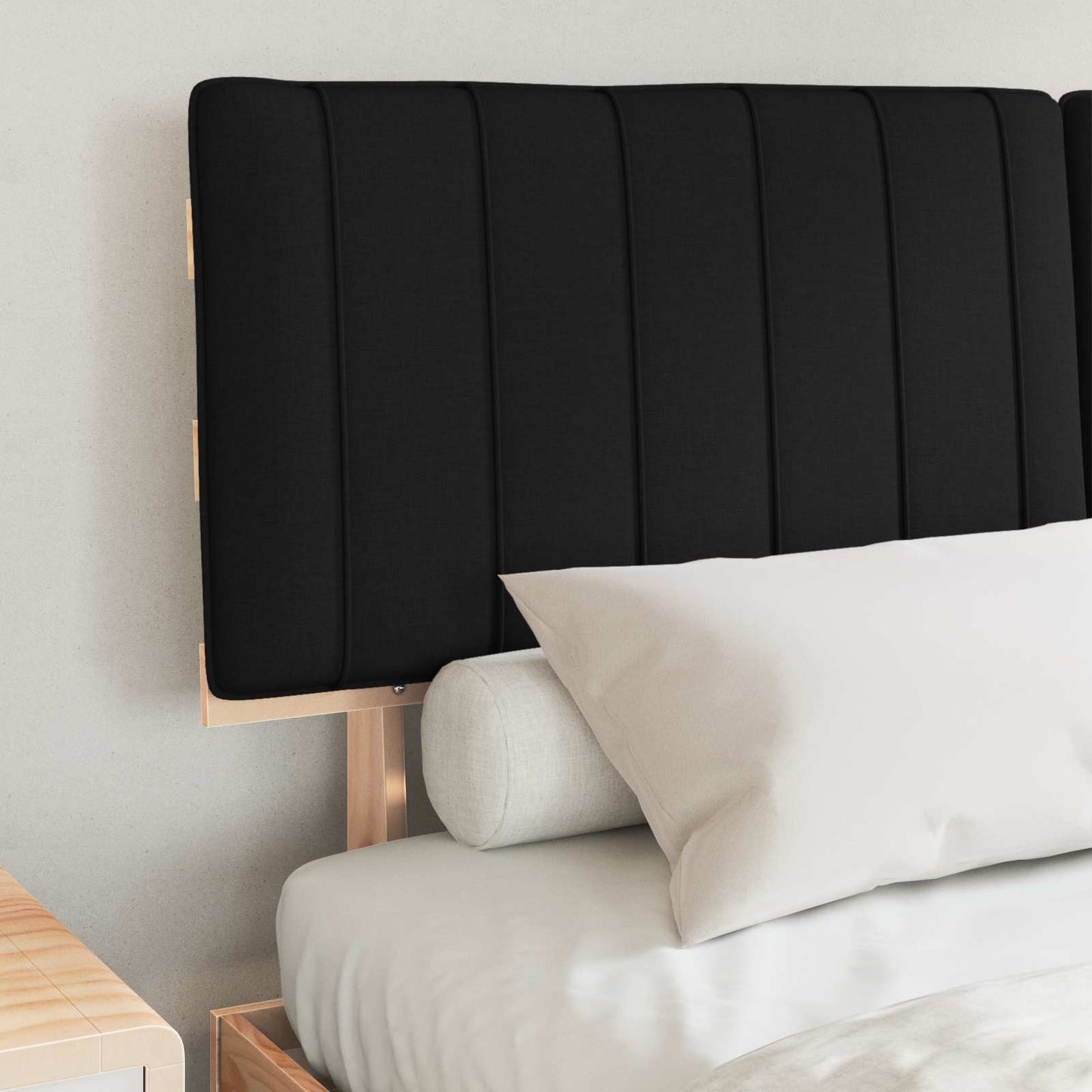 Bettgestell mit gepolstertem Kopfteil Schwarz 160 x 200 cm