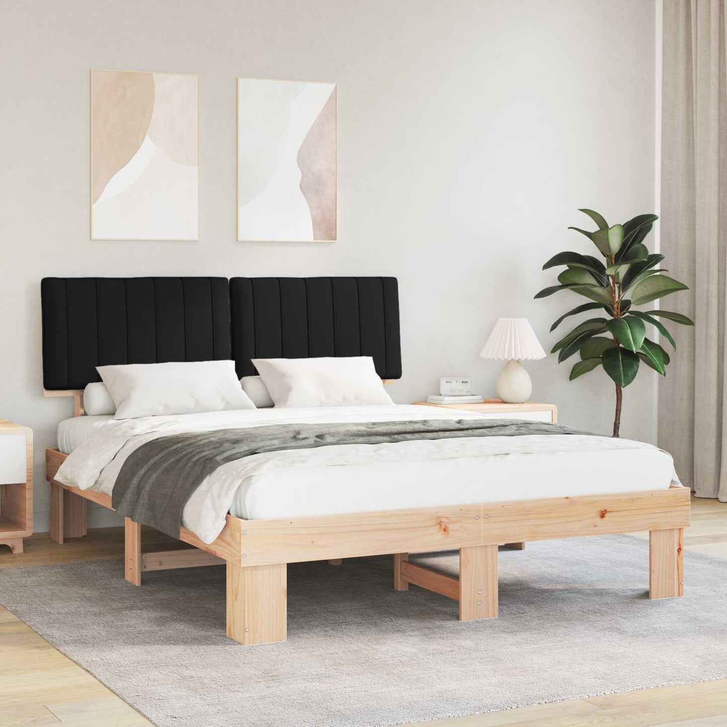 Bettgestell mit gepolstertem Kopfteil Schwarz 160 x 200 cm