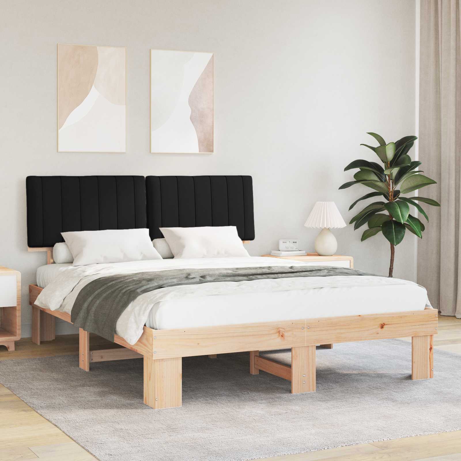Bettgestell mit gepolstertem Kopfteil Schwarz 160 x 200 cm
