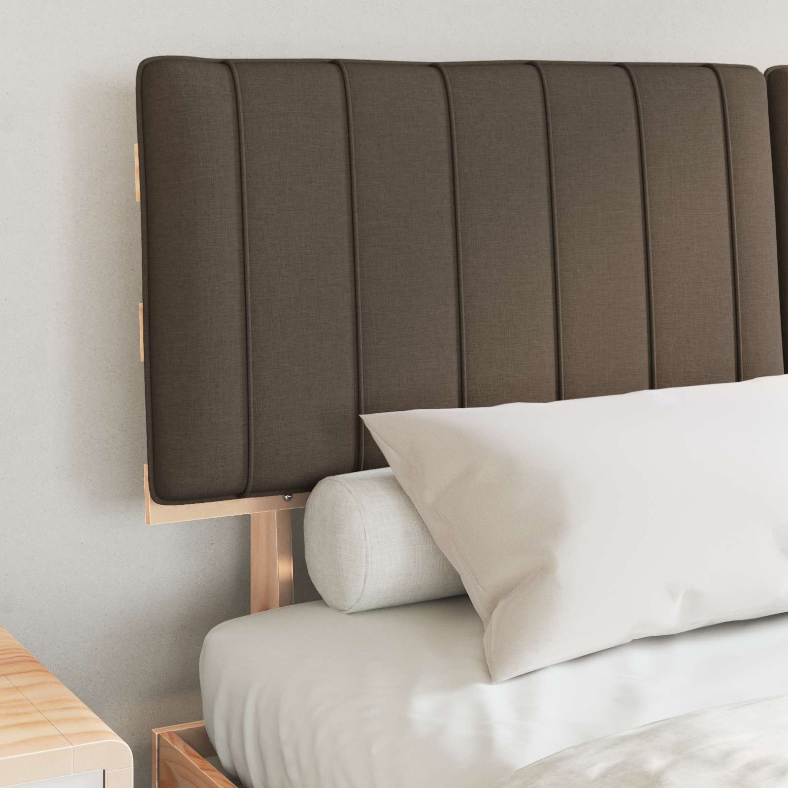 Bettgestell mit gepolstertem Kopfteil Taupe 160 x 200 cm