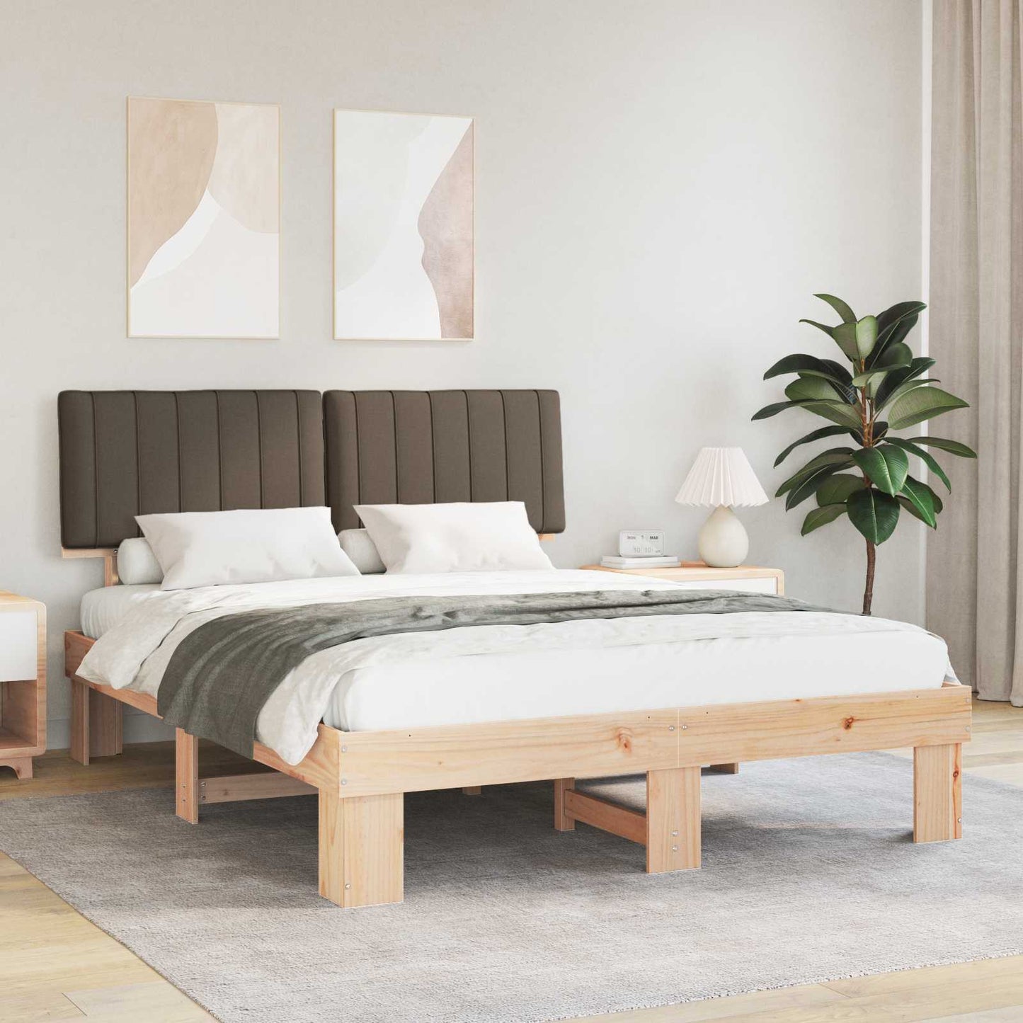 Bettgestell mit gepolstertem Kopfteil Taupe 160 x 200 cm