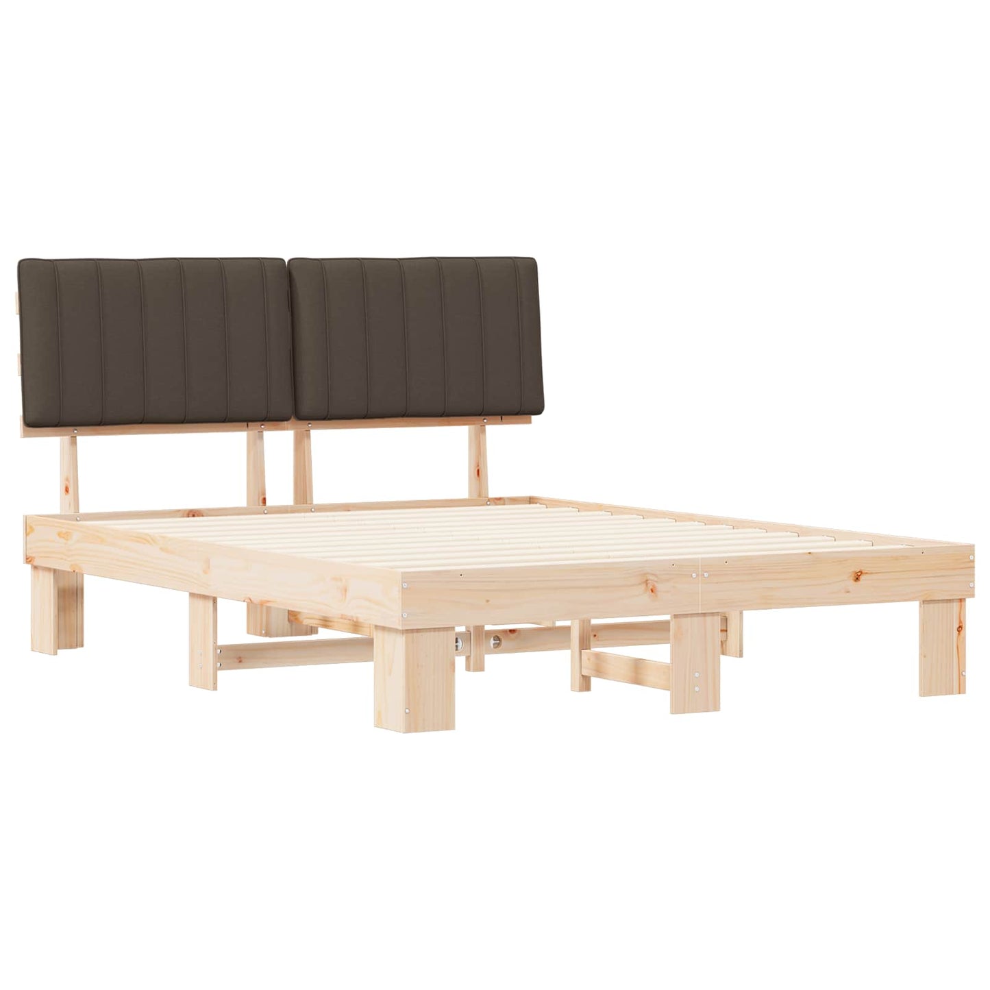 Bettgestell mit gepolstertem Kopfteil Taupe 160 x 200 cm