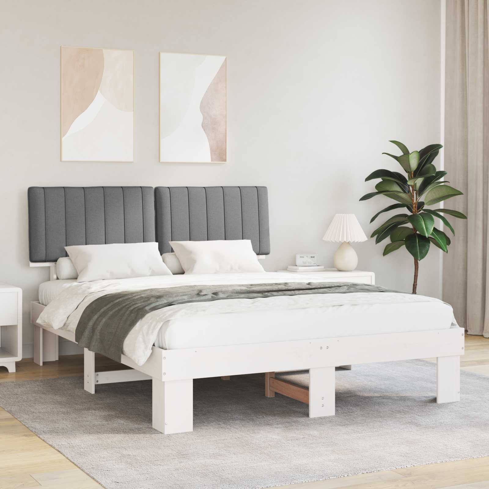 Bettgestell mit gepolstertem Kopfteil Hellgrau 160 x 200 cm