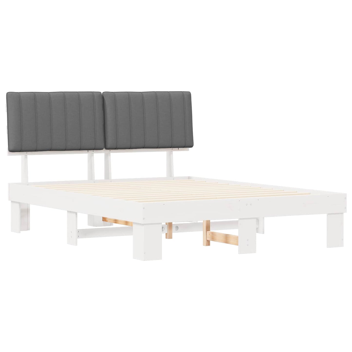 Bettgestell mit gepolstertem Kopfteil Hellgrau 160 x 200 cm
