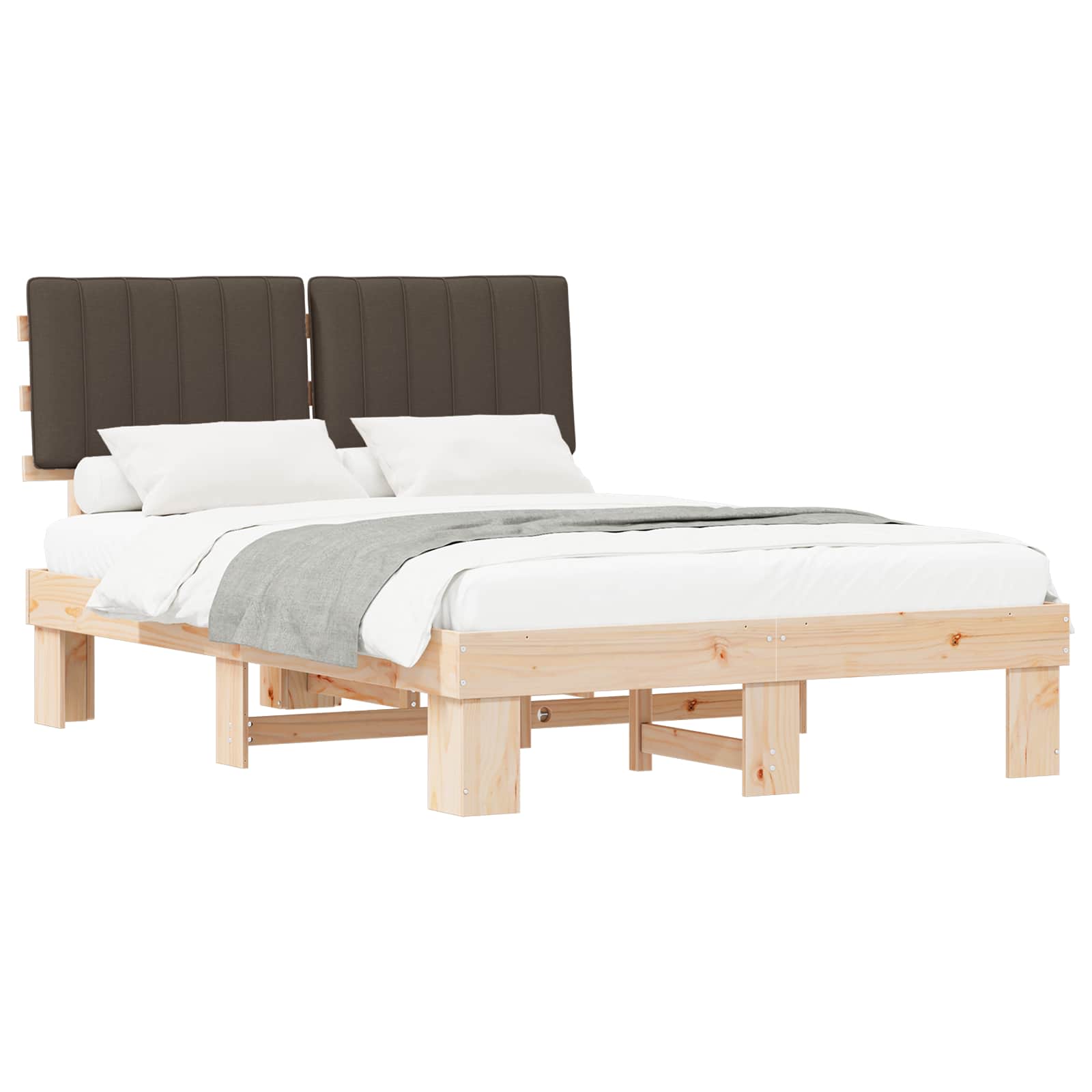 Bettgestell mit gepolstertem Kopfteil Taupe 140 x 200 cm