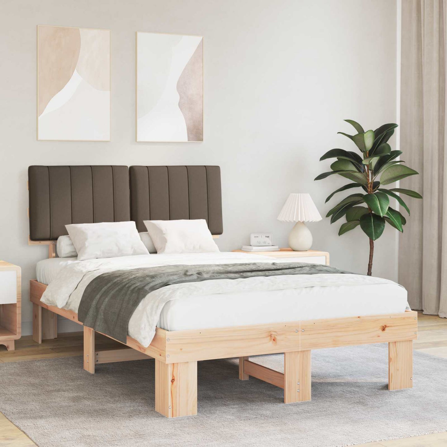 Bettgestell mit gepolstertem Kopfteil Taupe 120 x 190 cm