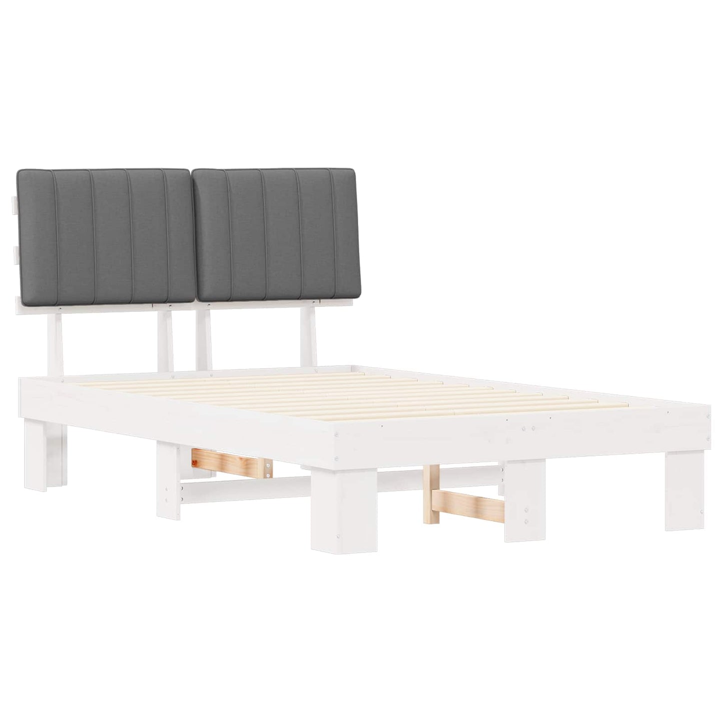 Bettgestell mit gepolstertem Kopfteil Hellgrau 120 x 190 cm