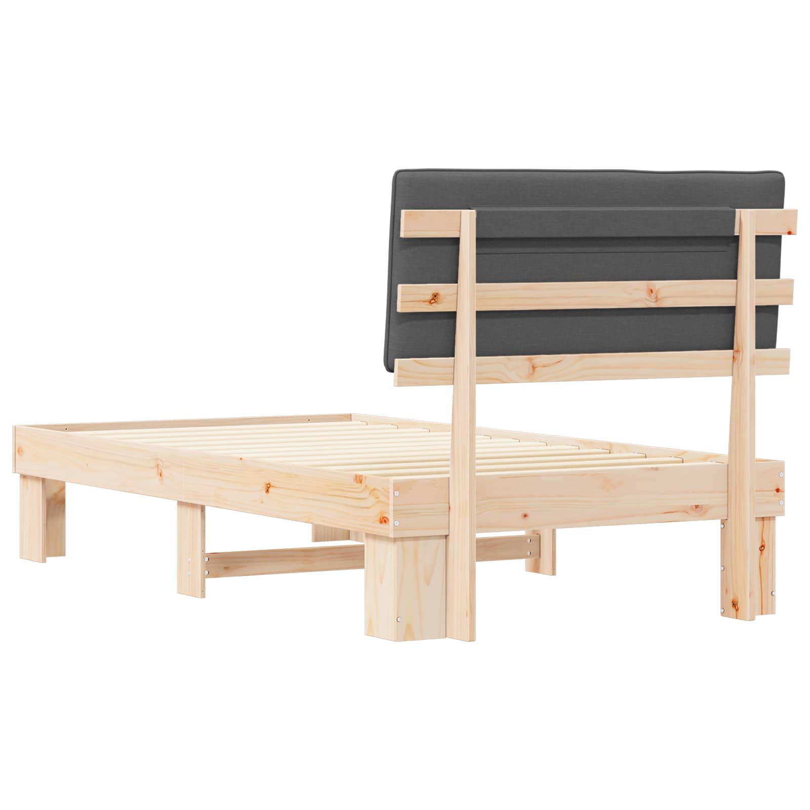 Bettgestell mit gepolstertem Kopfteil Dunkelgrau 100 x 200 cm