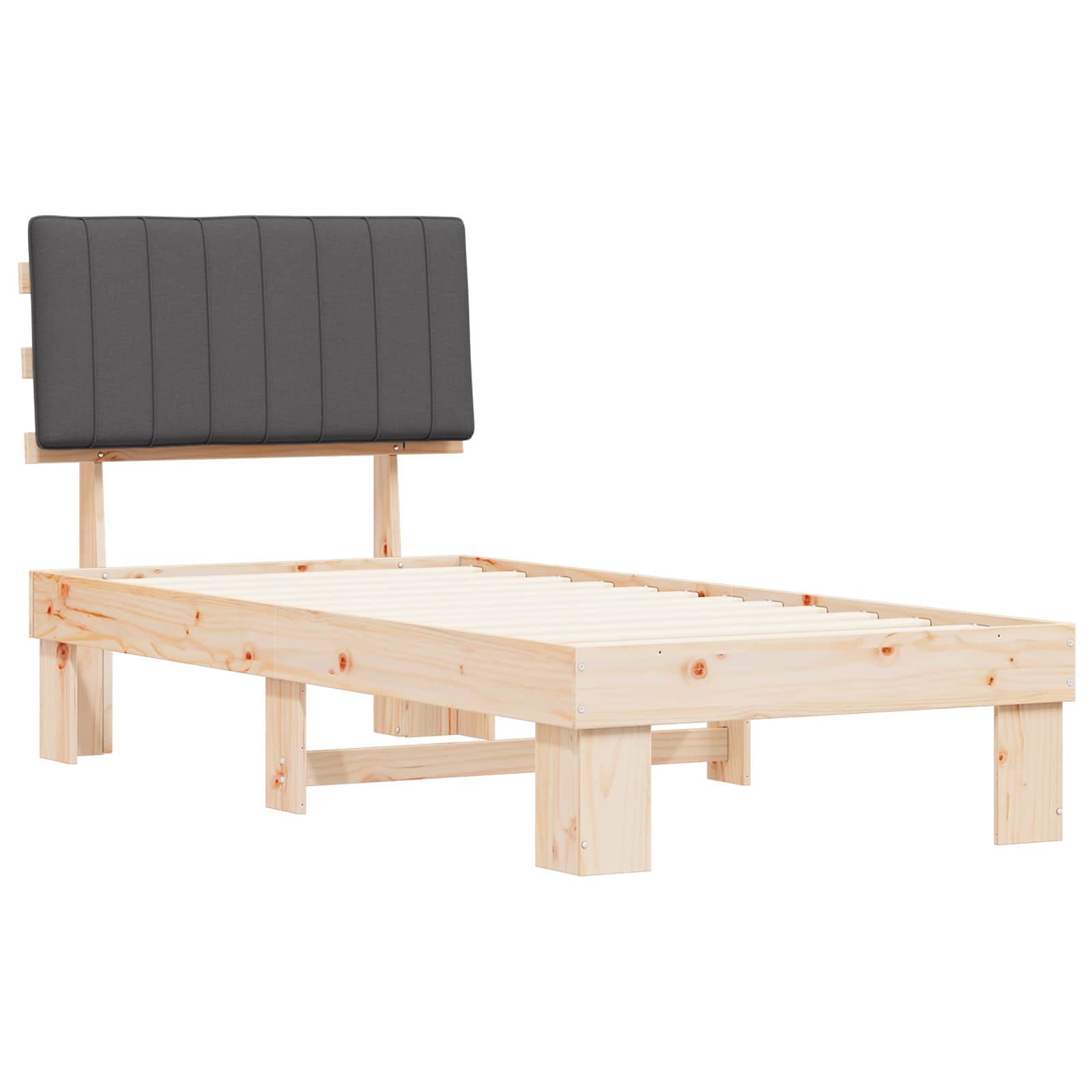 Bettgestell mit gepolstertem Kopfteil Dunkelgrau 90 x 200 cm