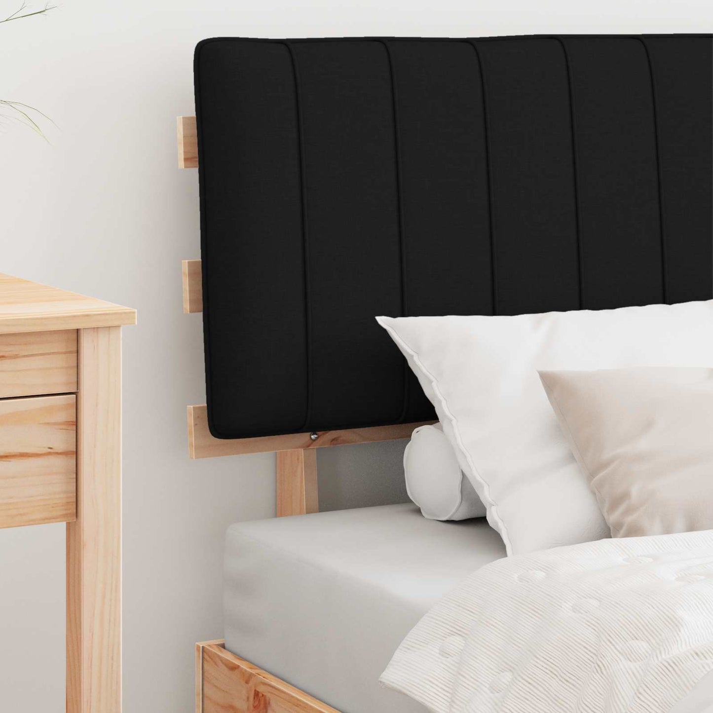 Bettgestell mit gepolstertem Kopfteil Schwarz 90 x 200 cm