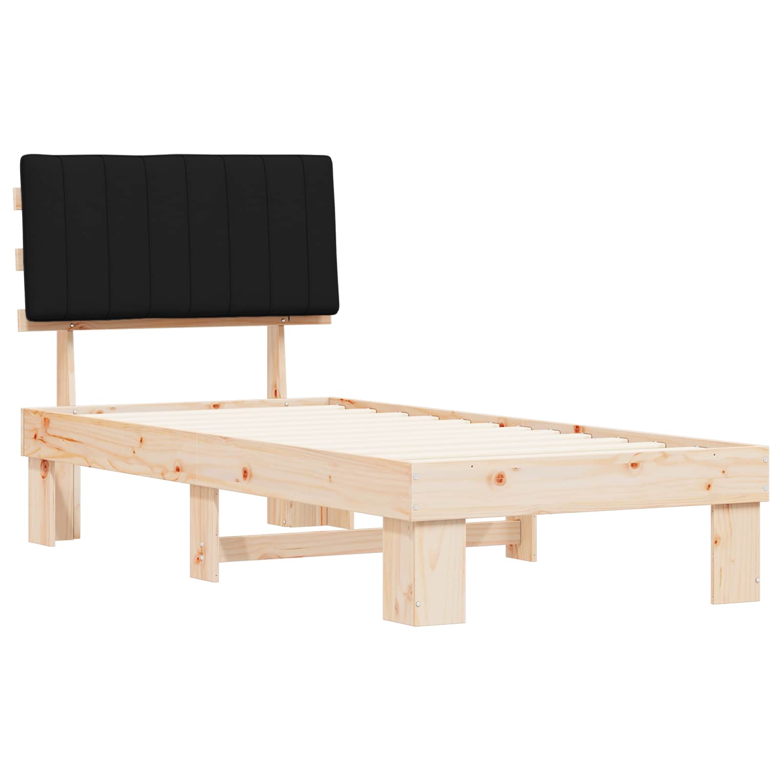Bettgestell mit gepolstertem Kopfteil Schwarz 90 x 200 cm