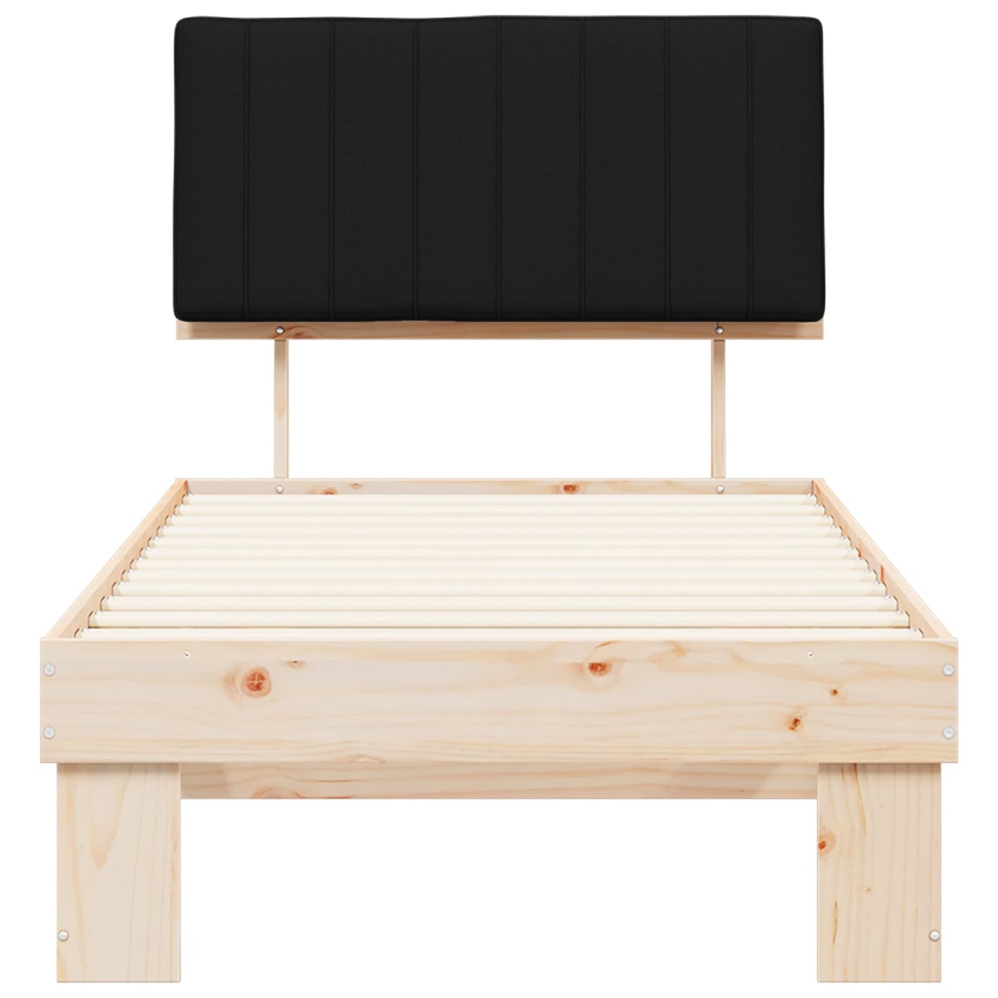 Bettgestell mit gepolstertem Kopfteil Schwarz 90 x 200 cm