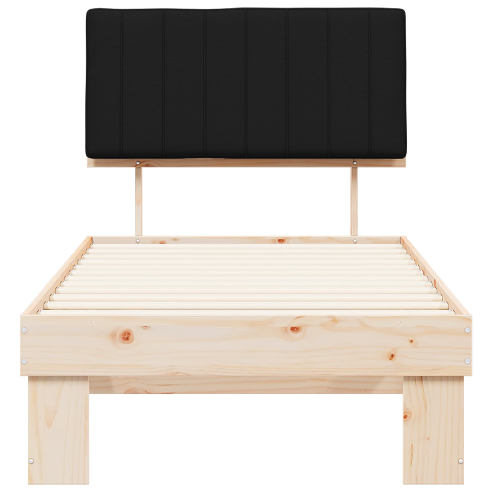 Bettgestell mit gepolstertem Kopfteil Schwarz 90 x 200 cm