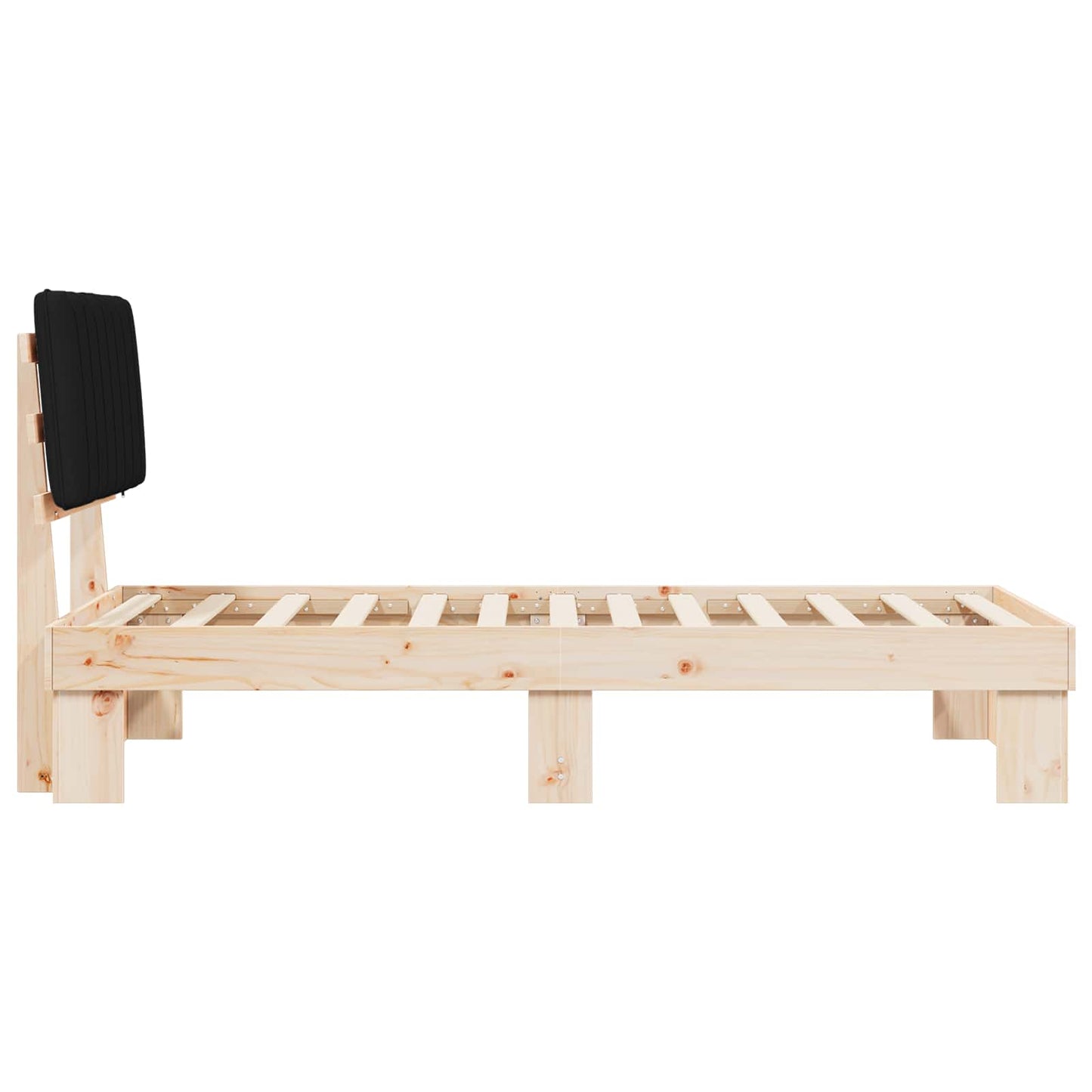 Bettgestell mit gepolstertem Kopfteil Schwarz 90 x 200 cm
