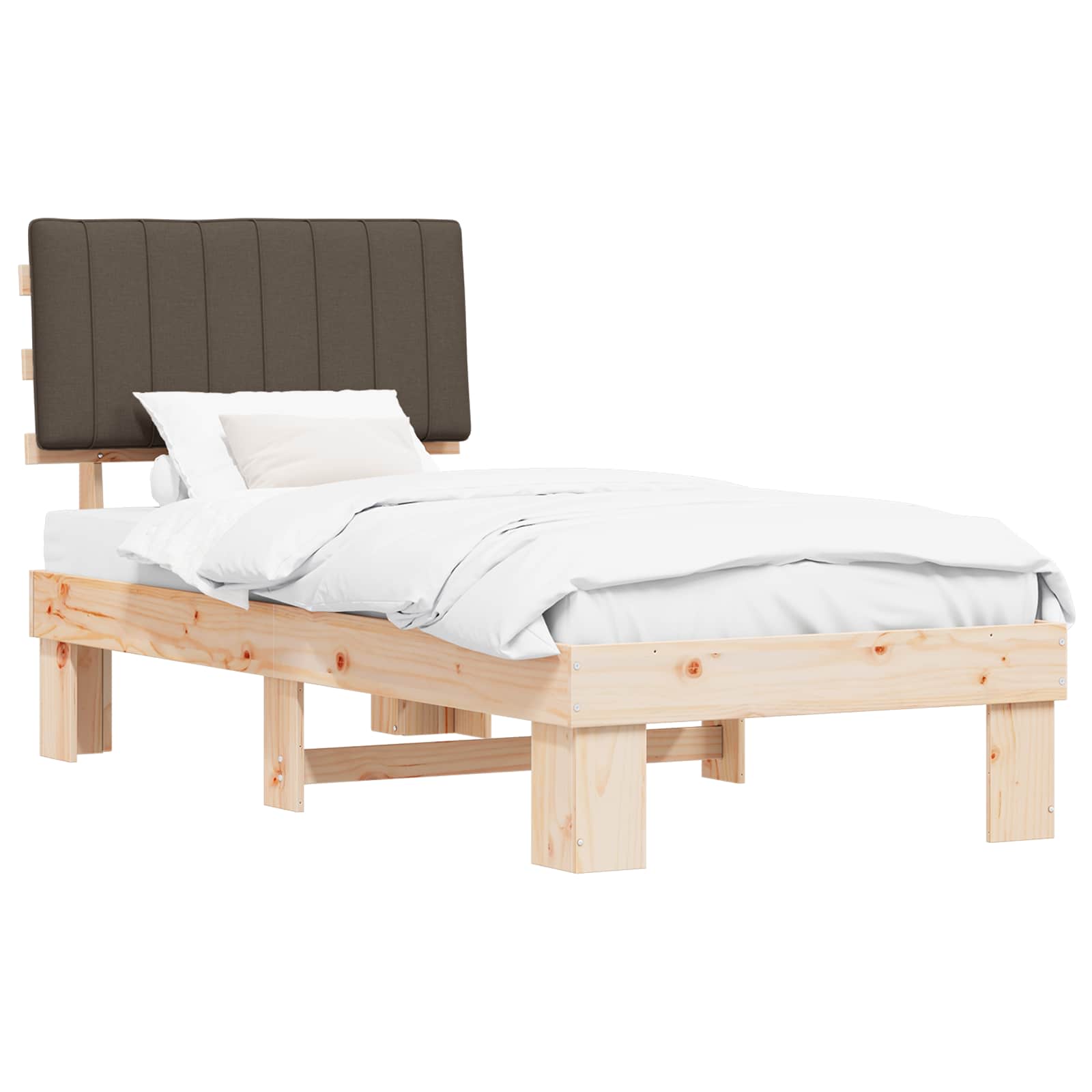 Bettgestell mit gepolstertem Kopfteil Taupe 90 x 200 cm