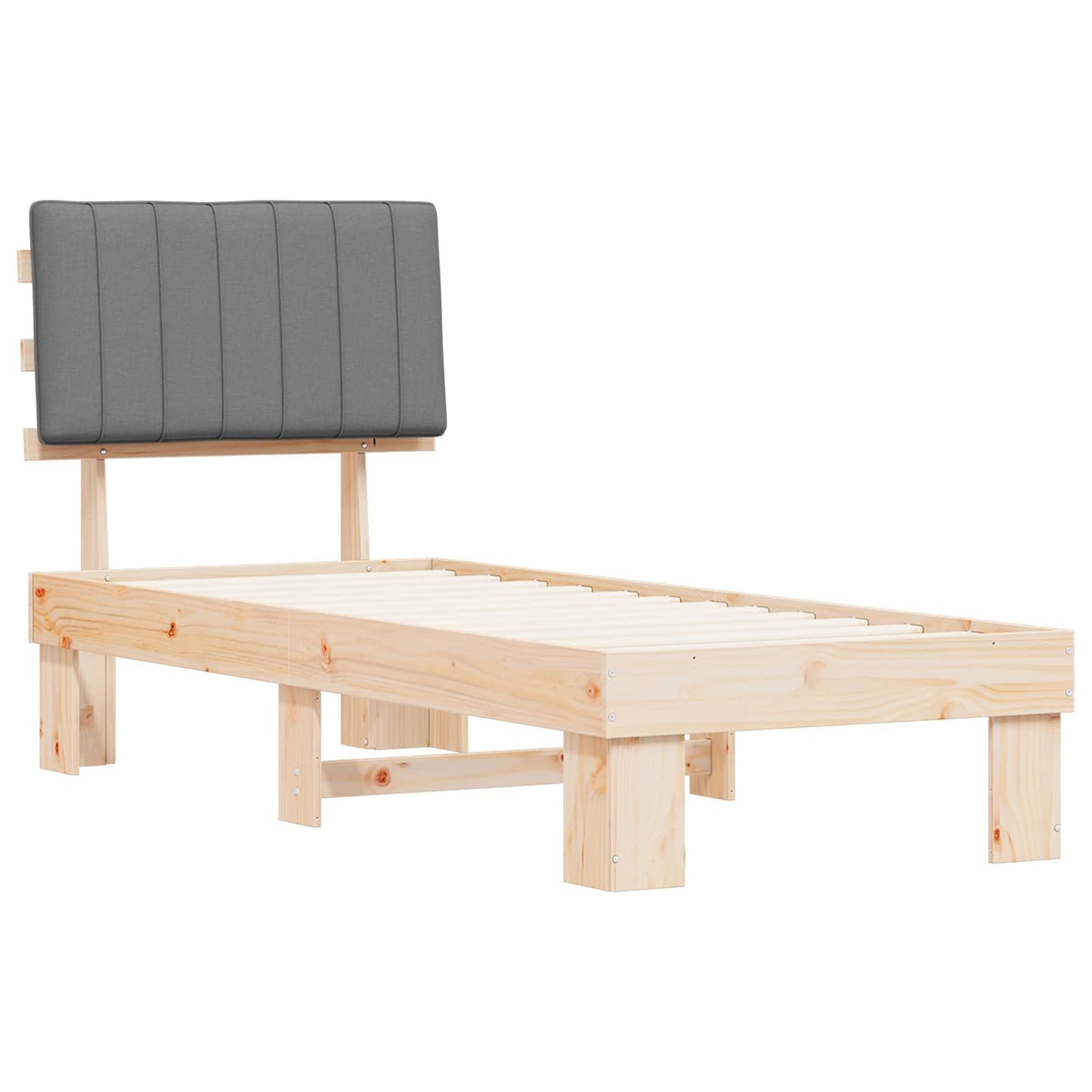 Bettgestell mit gepolstertem Kopfteil Hellgrau 80 x 200 cm