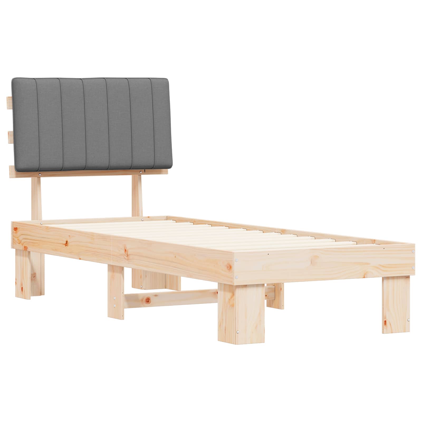 Bettgestell mit gepolstertem Kopfteil Hellgrau 80 x 200 cm