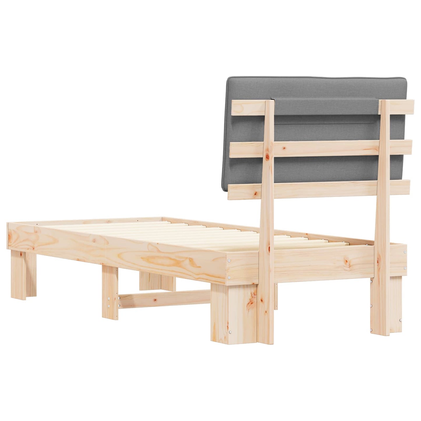 Bettgestell mit gepolstertem Kopfteil Hellgrau 80 x 200 cm