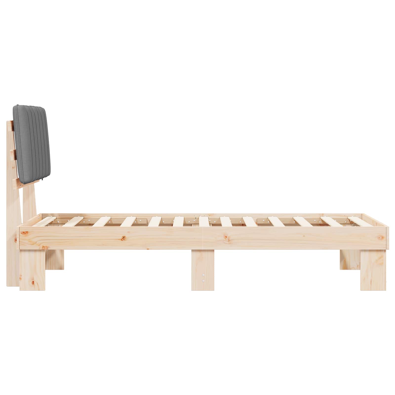 Bettgestell mit gepolstertem Kopfteil Hellgrau 80 x 200 cm