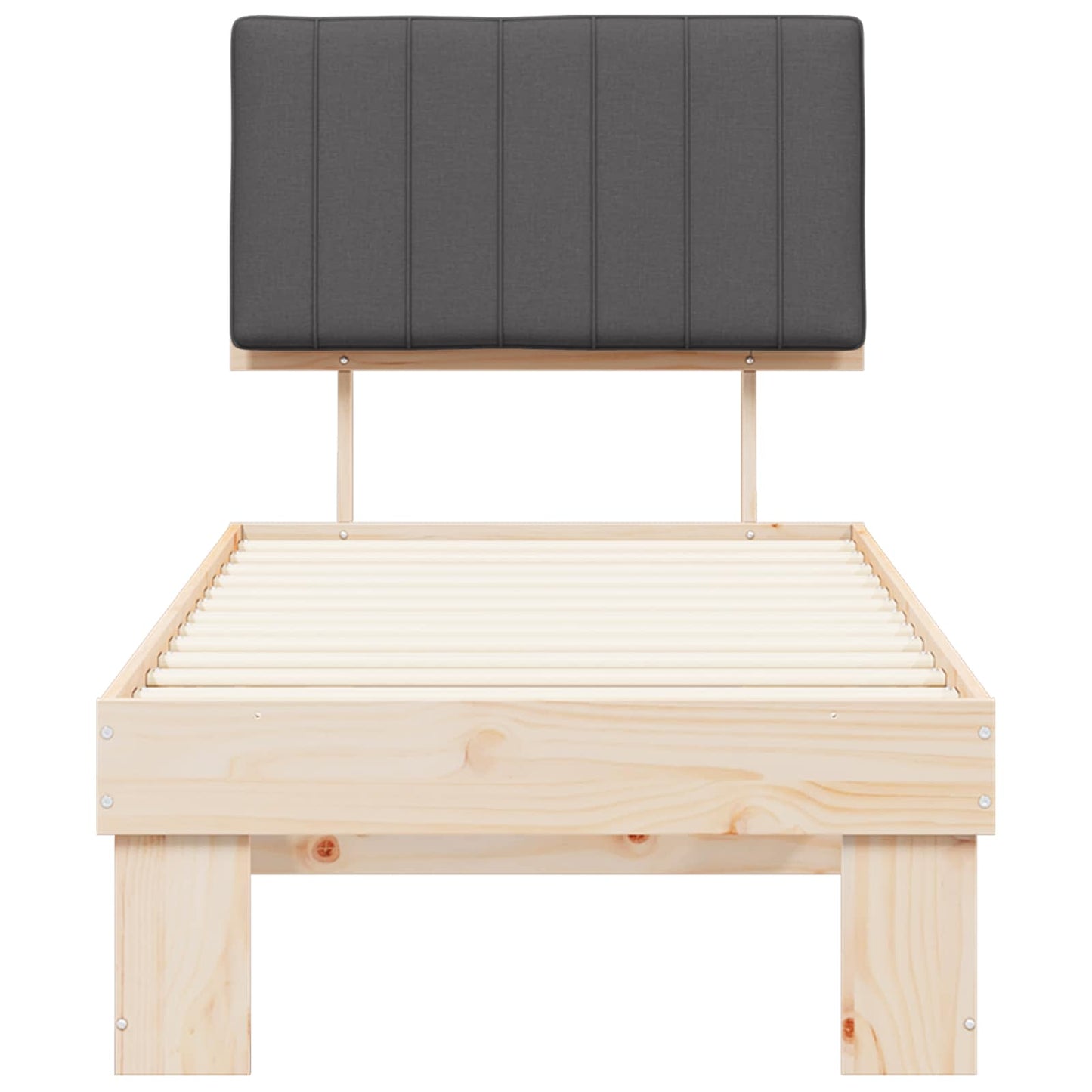 Bettgestell mit gepolstertem Kopfteil Dunkelgrau 80 x 200 cm
