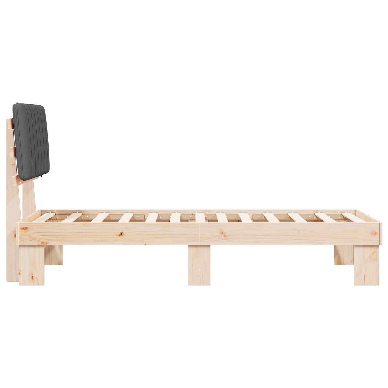 Bettgestell mit gepolstertem Kopfteil Dunkelgrau 80 x 200 cm