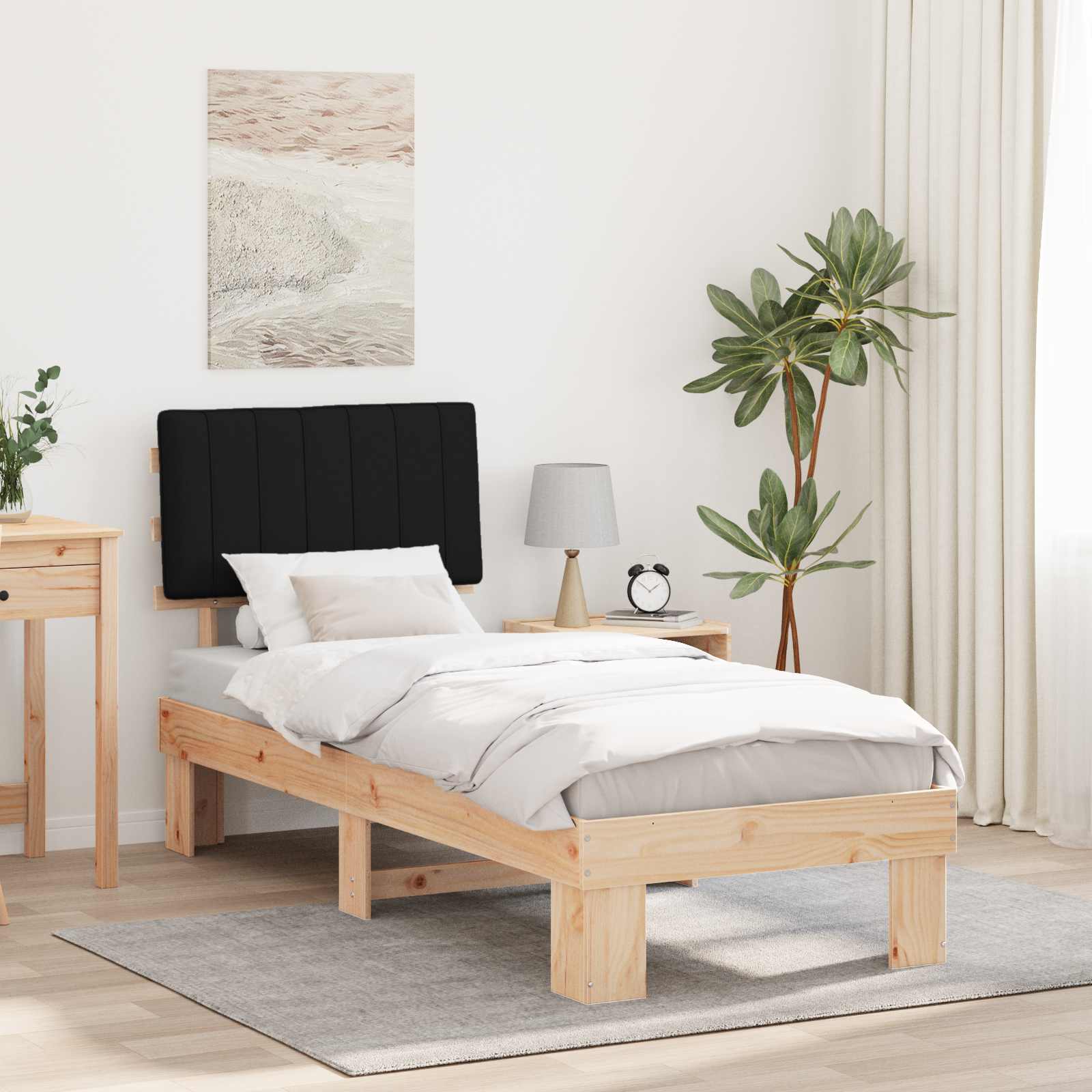 Bettgestell mit gepolstertem Kopfteil Schwarz 80 x 200 cm