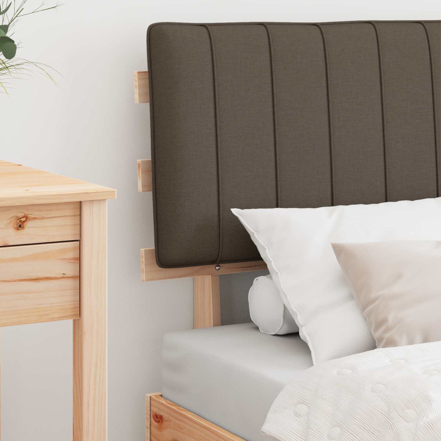 Bettgestell mit gepolstertem Kopfteil Taupe 80 x 200 cm