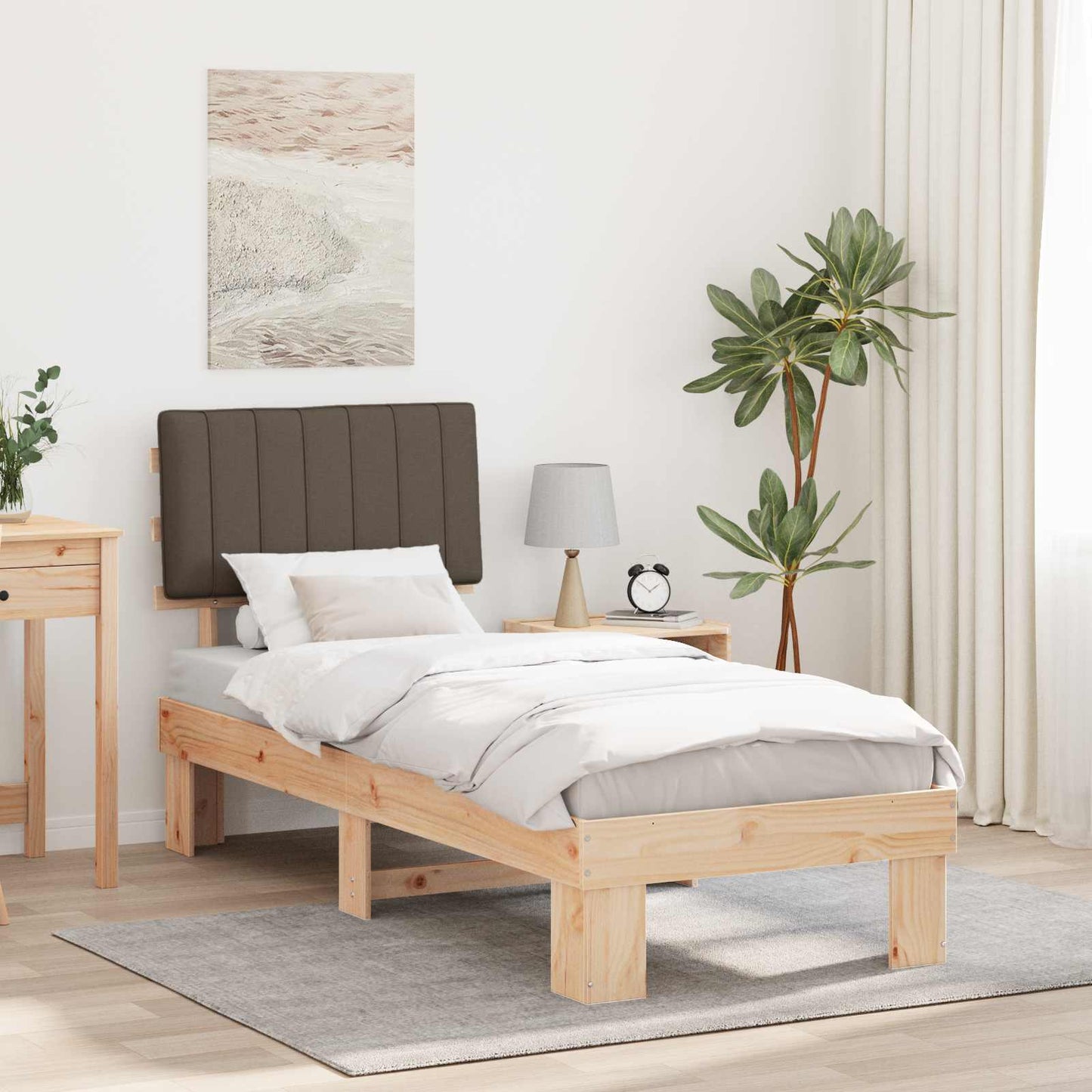 Bettgestell mit gepolstertem Kopfteil Taupe 80 x 200 cm