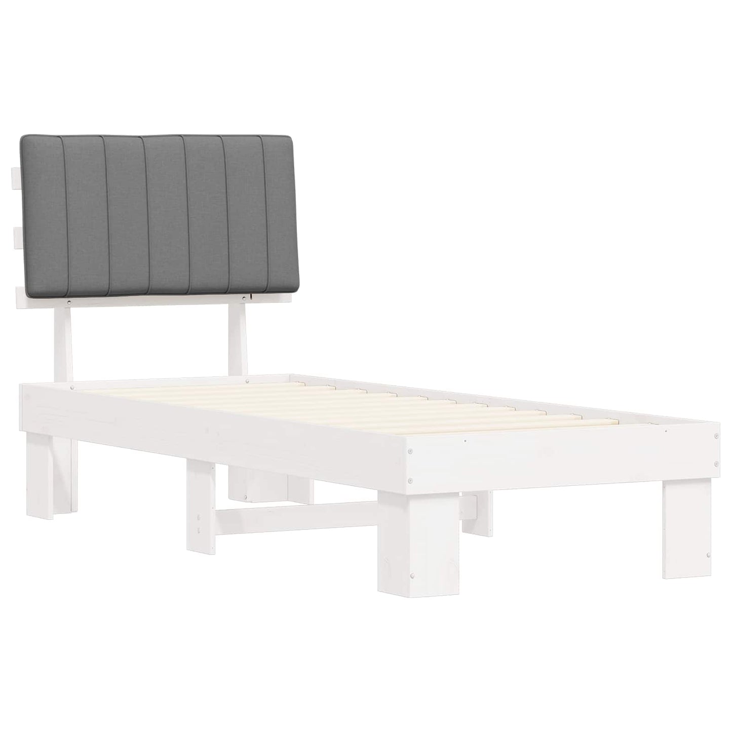 Bettgestell mit gepolstertem Kopfteil Hellgrau 80 x 200 cm