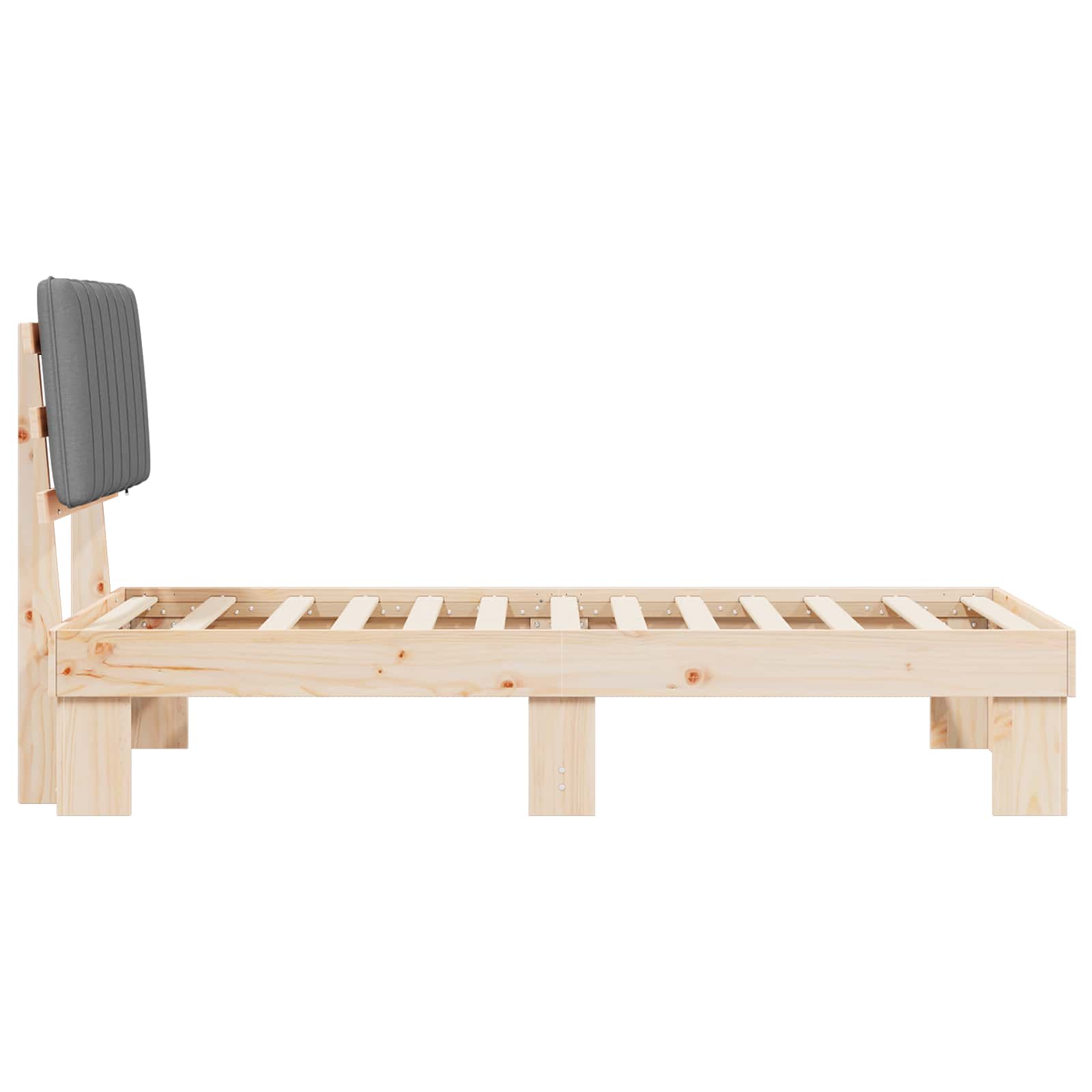 Bettgestell mit gepolstertem Kopfteil Hellgrau 90 x 190 cm