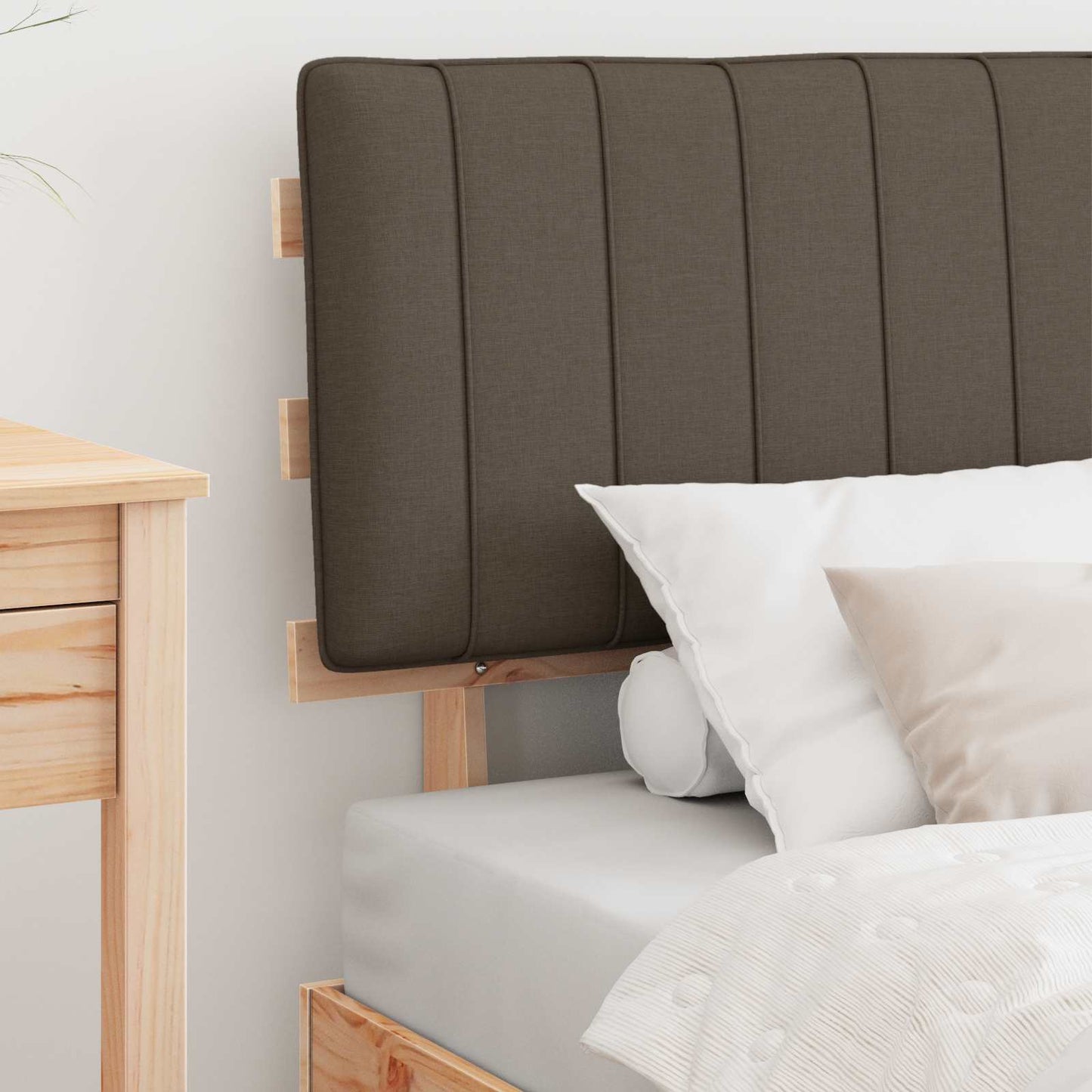 Bettgestell mit gepolstertem Kopfteil Taupe 90 x 190 cm