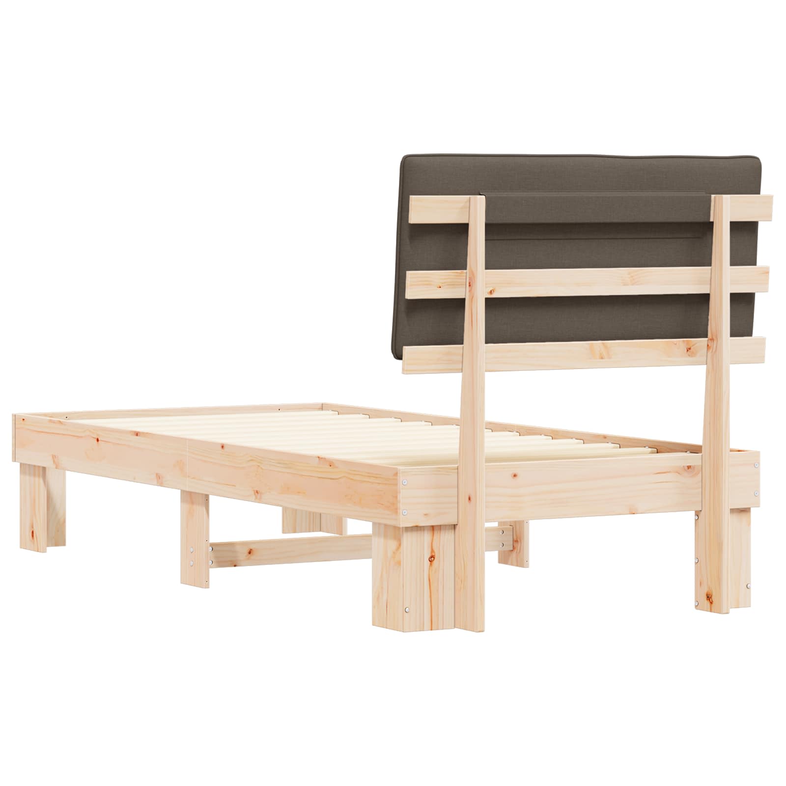 Bettgestell mit gepolstertem Kopfteil Taupe 90 x 190 cm